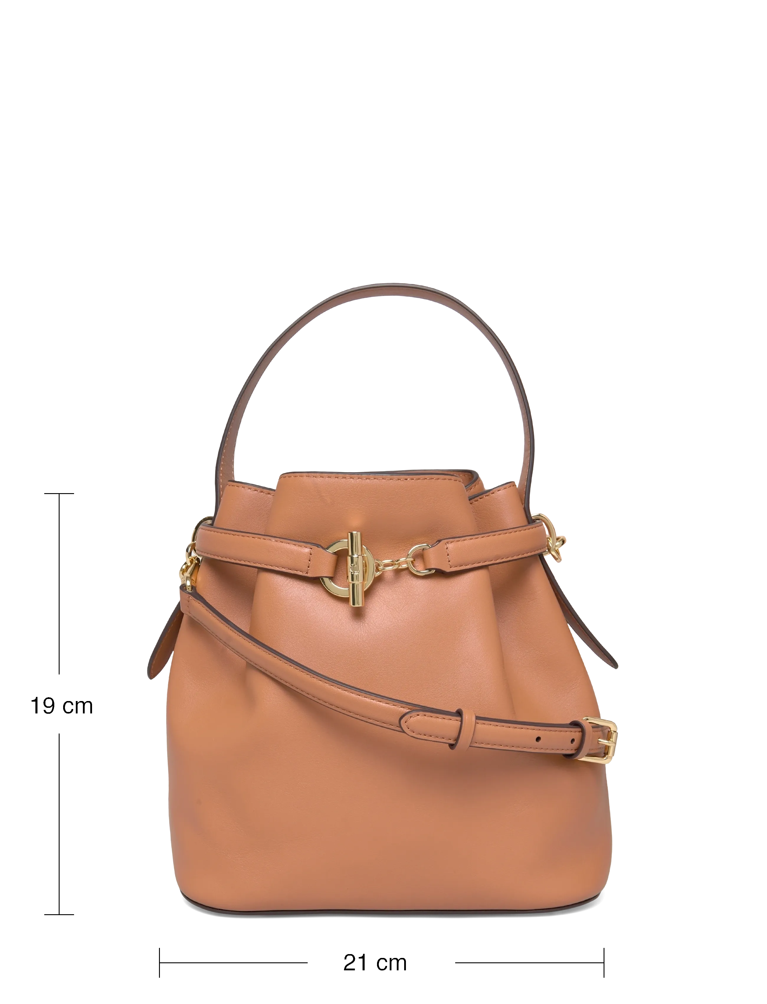 Lauren Ralph Lauren - Leather Medium Blaike Bucket Bag - everyday style - classic caramel - 3