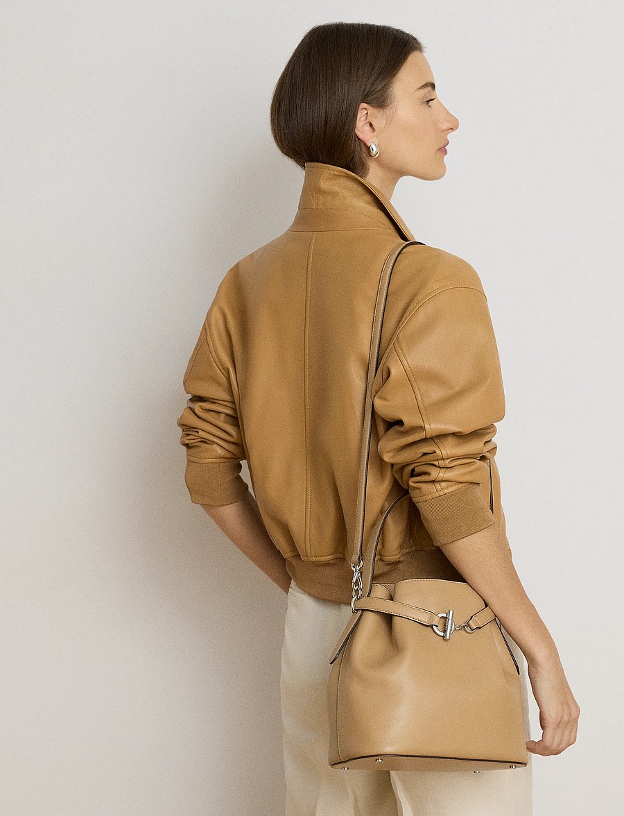 Lauren Ralph Lauren - Leather Medium Blaike Bucket Bag - everyday style - tan - 4