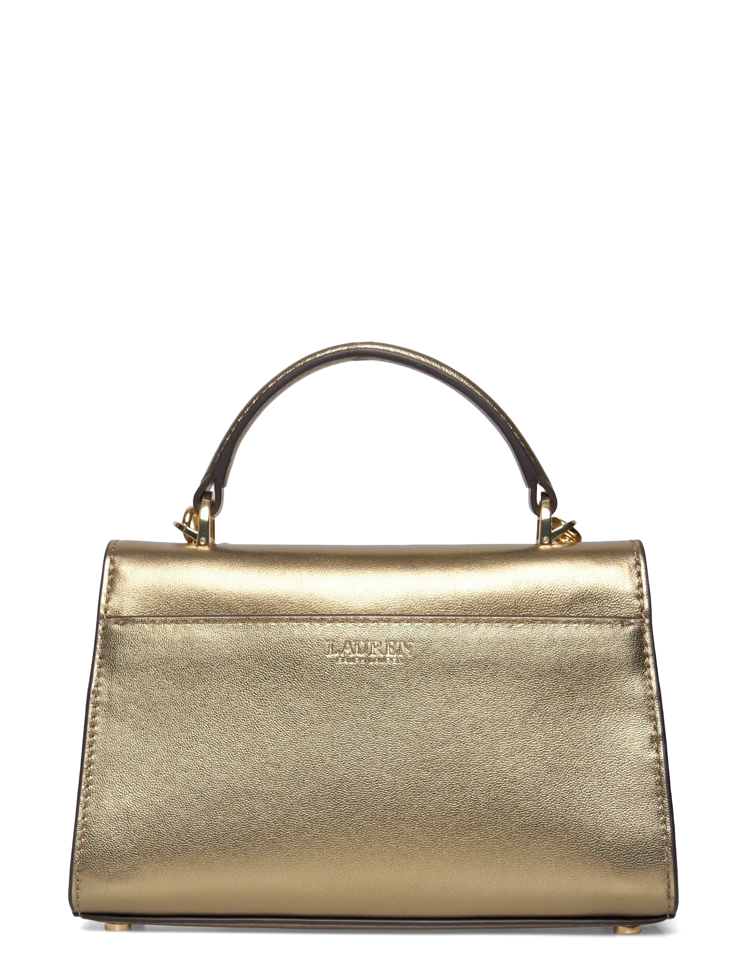 Lauren Ralph Lauren - Metallic Leather Small Farrah Satchel - antique gold - 1