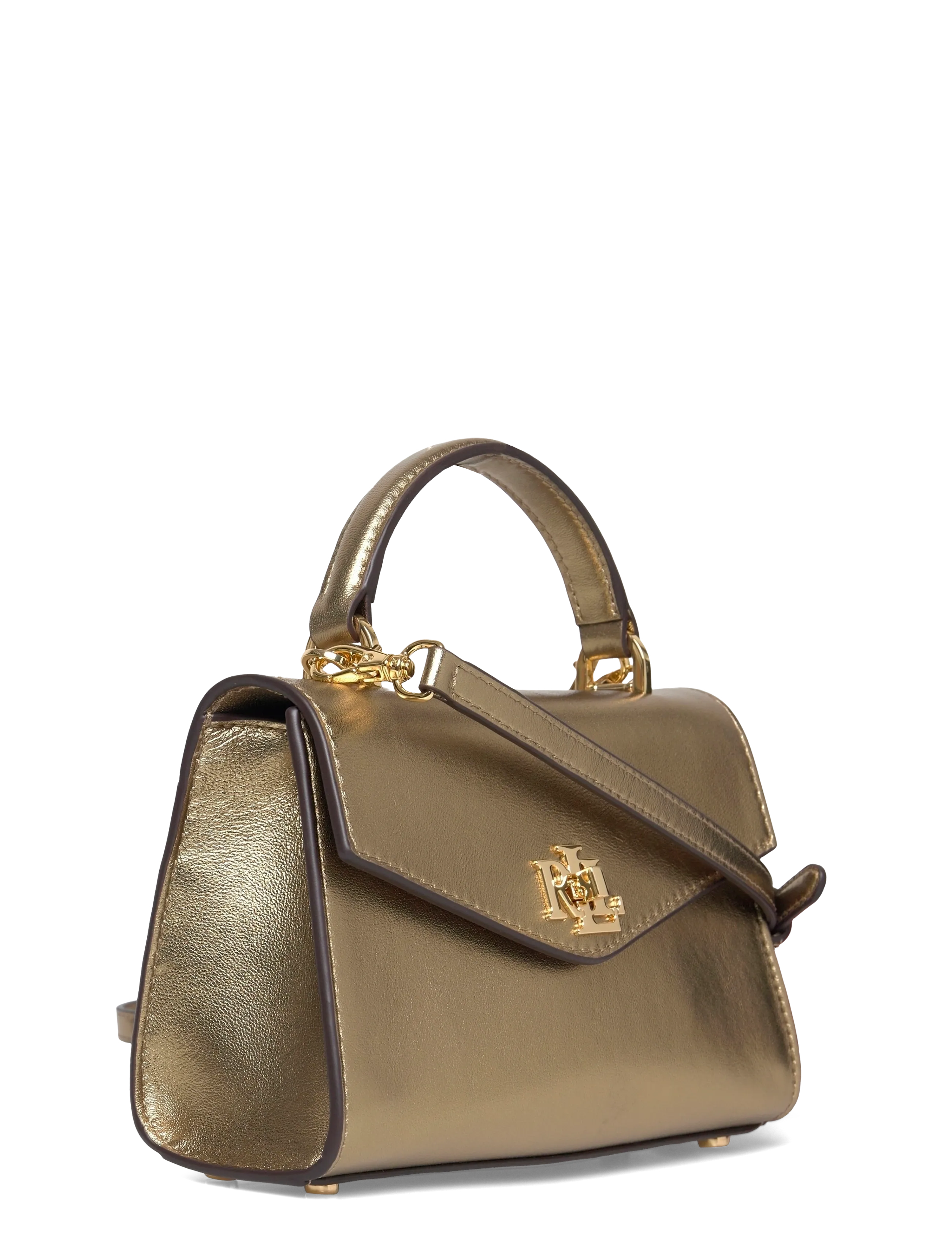 Lauren Ralph Lauren - Metallic Leather Small Farrah Satchel - antique gold - 2