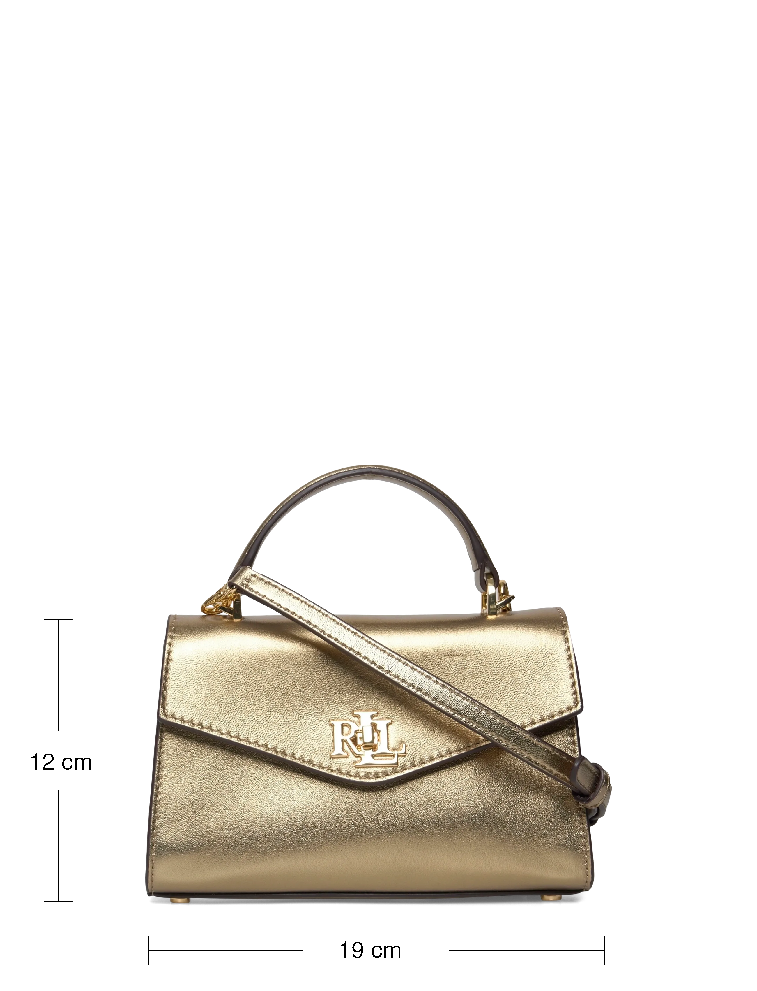 Lauren Ralph Lauren - Metallic Leather Small Farrah Satchel - antique gold - 3