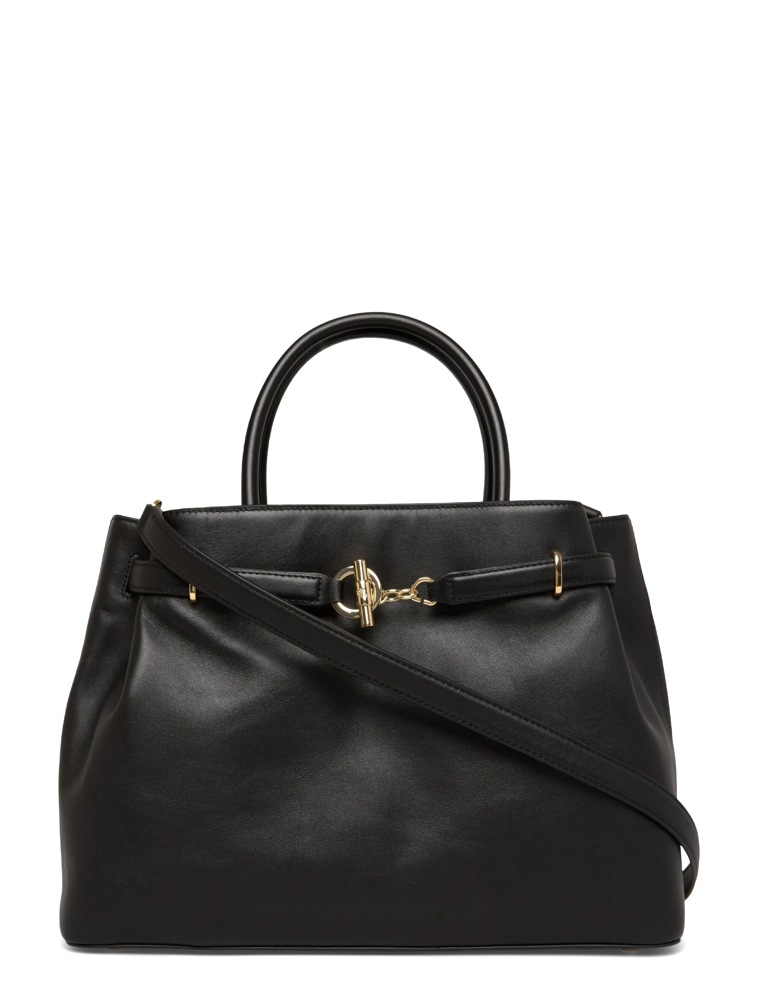 Lauren Ralph Lauren Leather Large Blaike Satchel - Ralph Lauren - BLACK / black