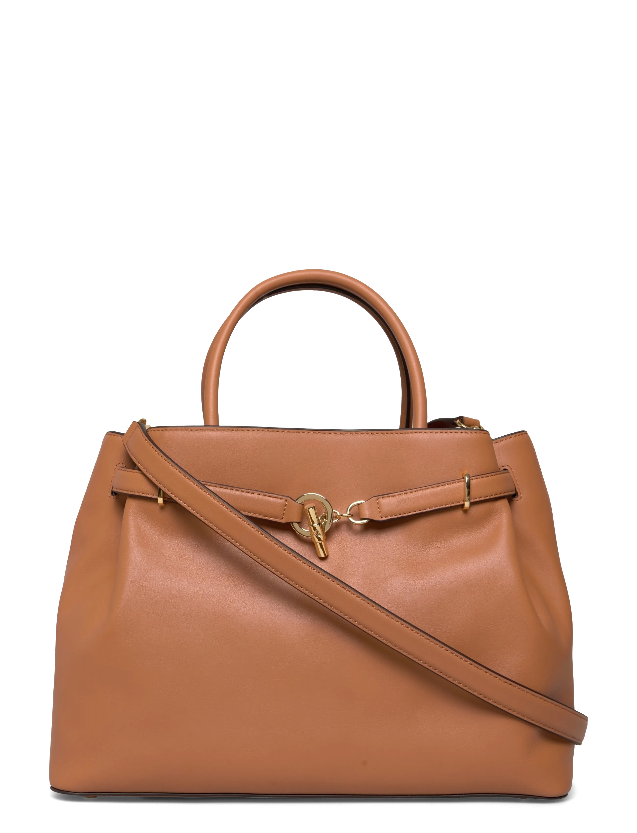 Lauren Ralph Lauren Leather Large Blaike Satchel - Handväskor - CLASSIC CARAMEL / brown