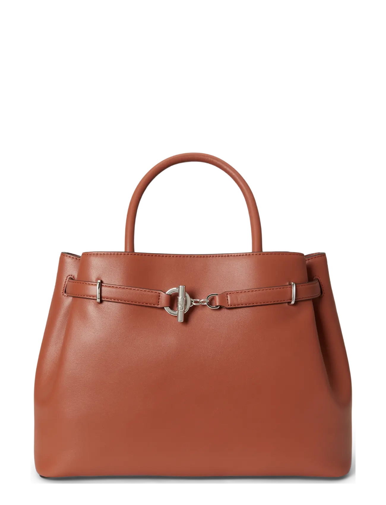 Lauren Ralph Lauren Leather Large Blaike Satchel - Käekotid - RED TERRACOTTA / brown