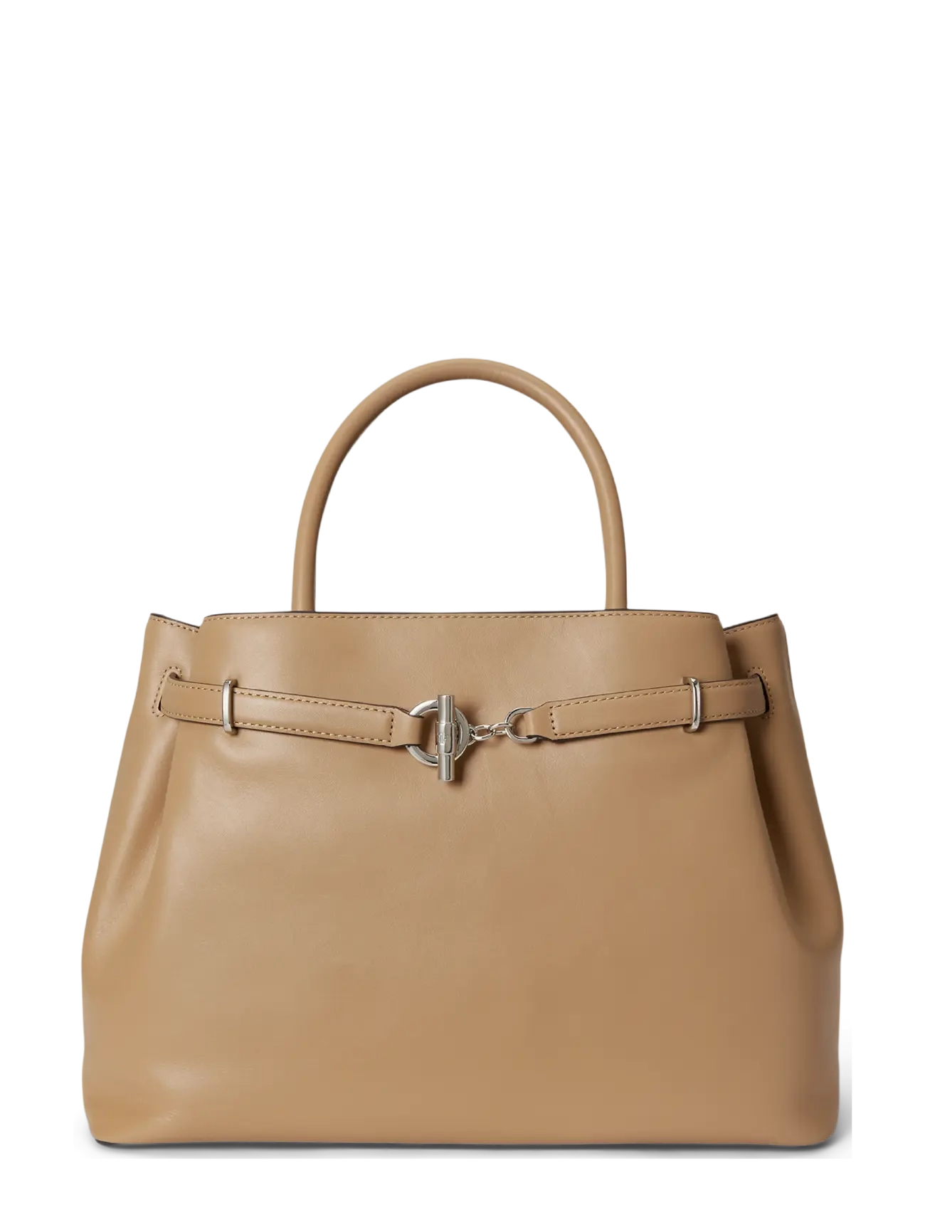 Lauren Ralph Lauren Leather Large Blaike Satchel - Handtaschen - TAN / beige