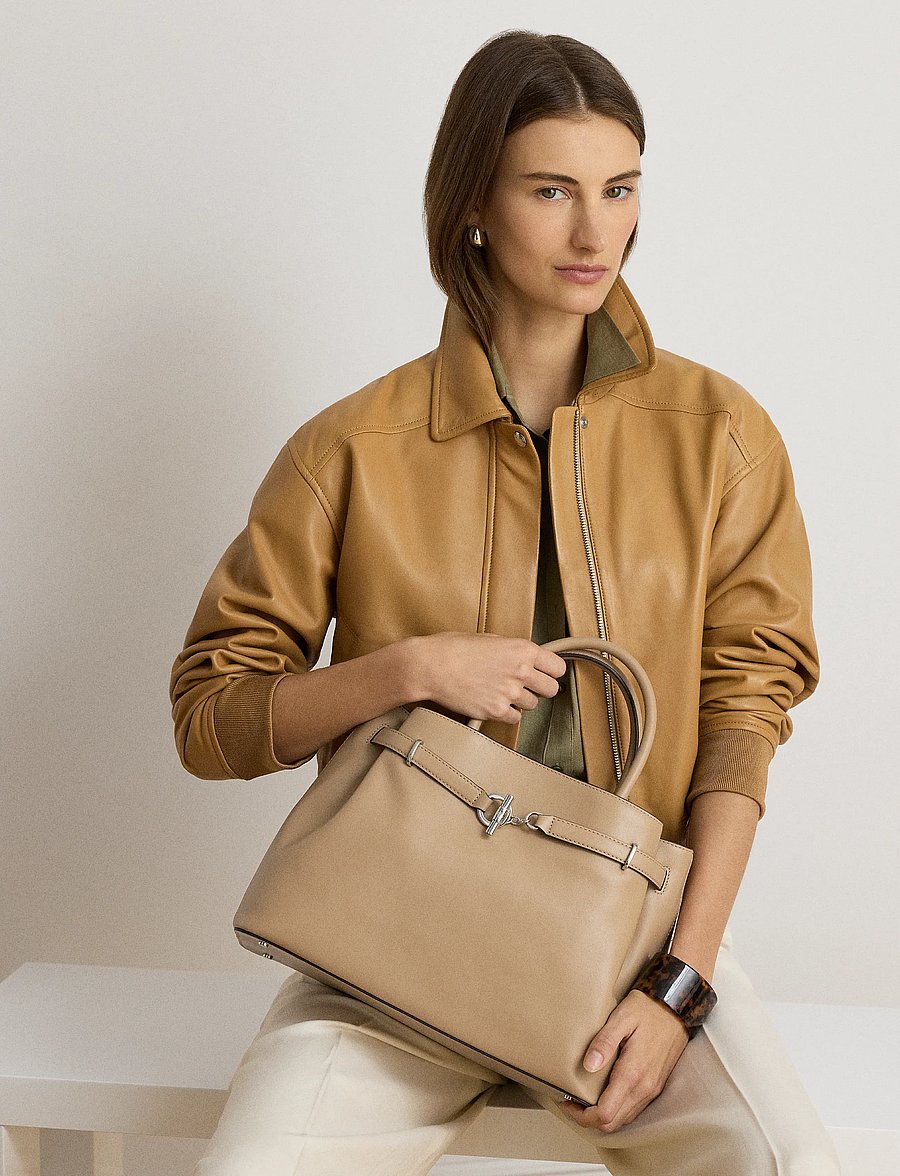 Lauren Ralph Lauren - Leather Large Blaike Satchel - besondere anlässe - tan - 0