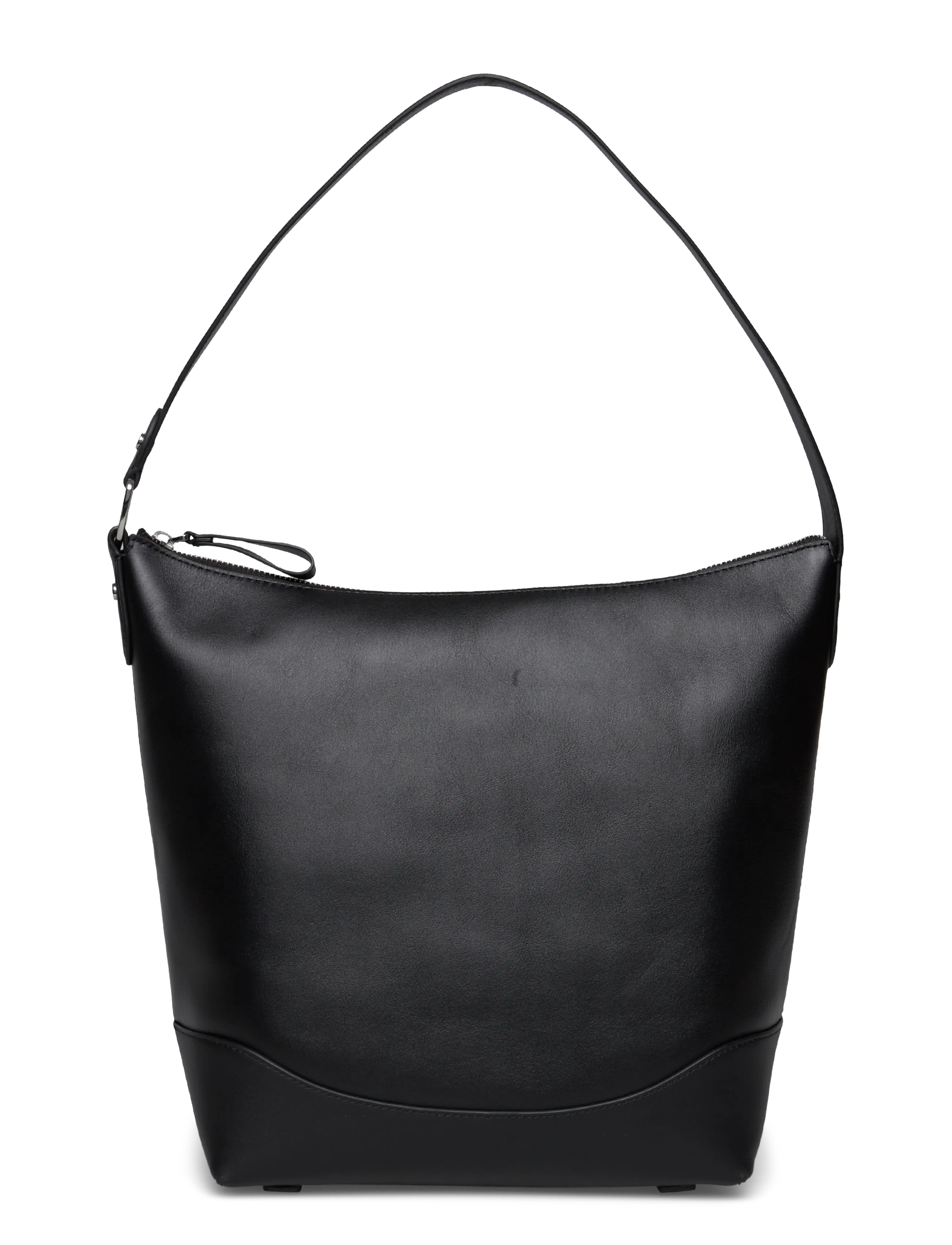 Leather Large Tasha Bucket Bag - BLACK