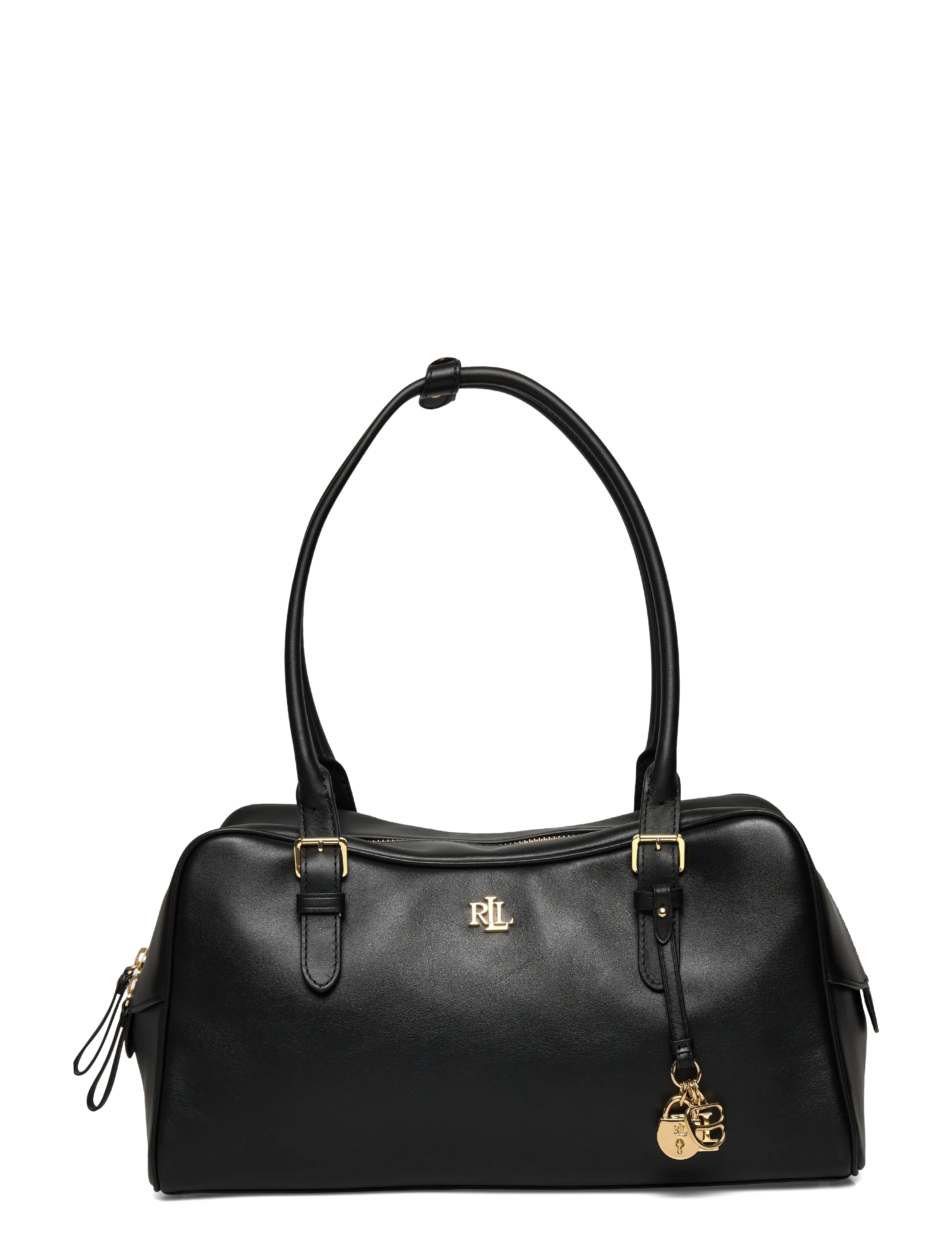 Lauren Ralph Lauren Leather Large Marcy Zip Satchel - Handtaschen - BLACK / black