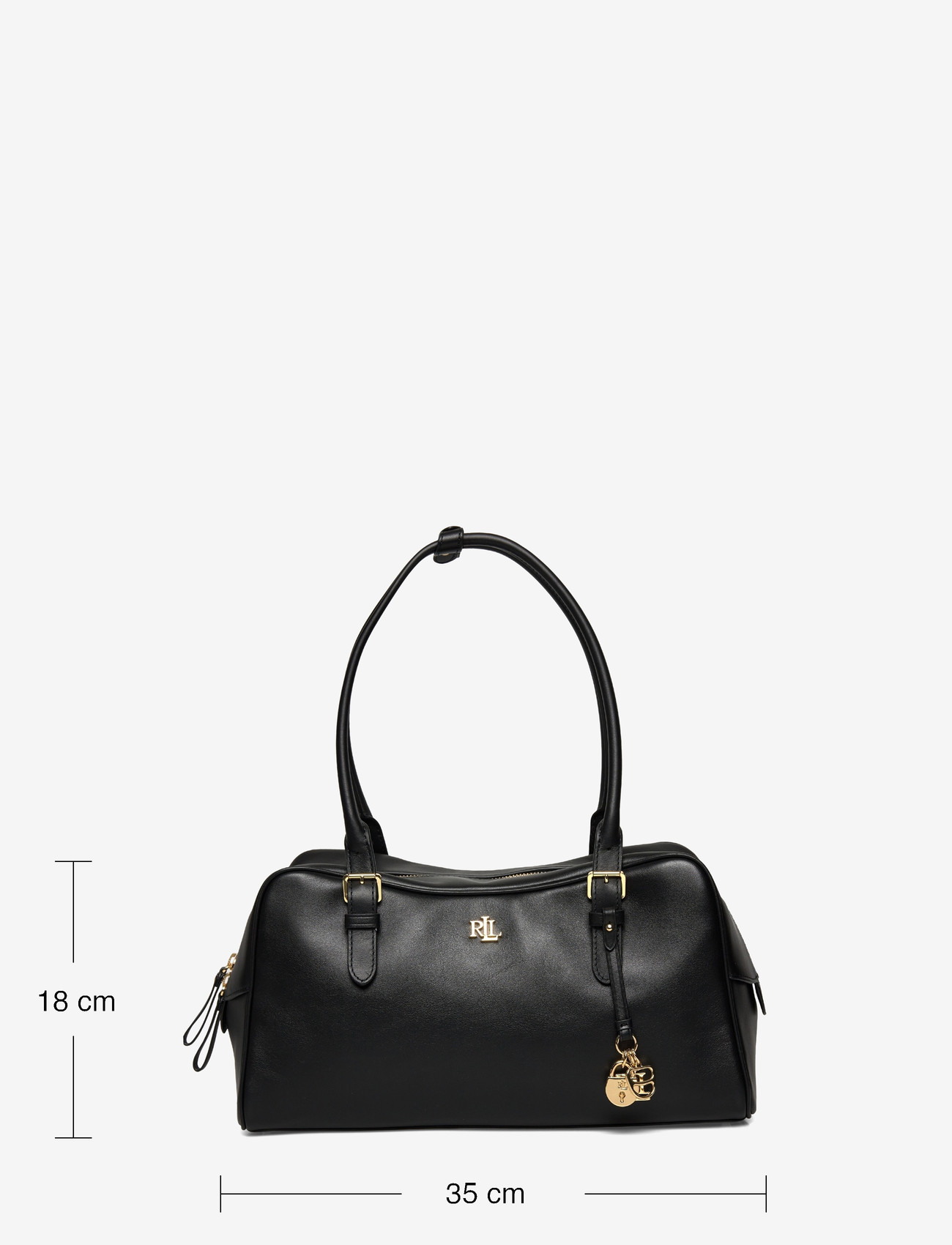 Lauren Ralph Lauren - Leather Large Marcy Zip Satchel - speciella tillfällen - black - 3