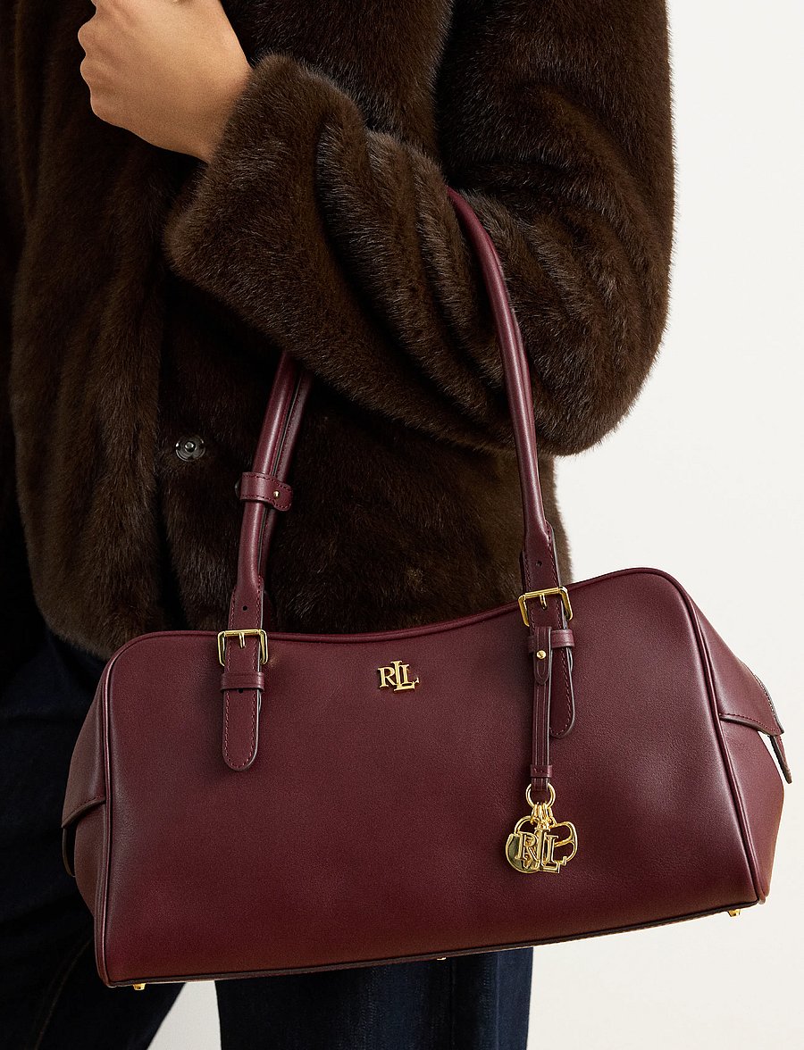 Lauren Ralph Lauren - Leather Large Marcy Zip Satchel - alltags-style - dark garnet - 4