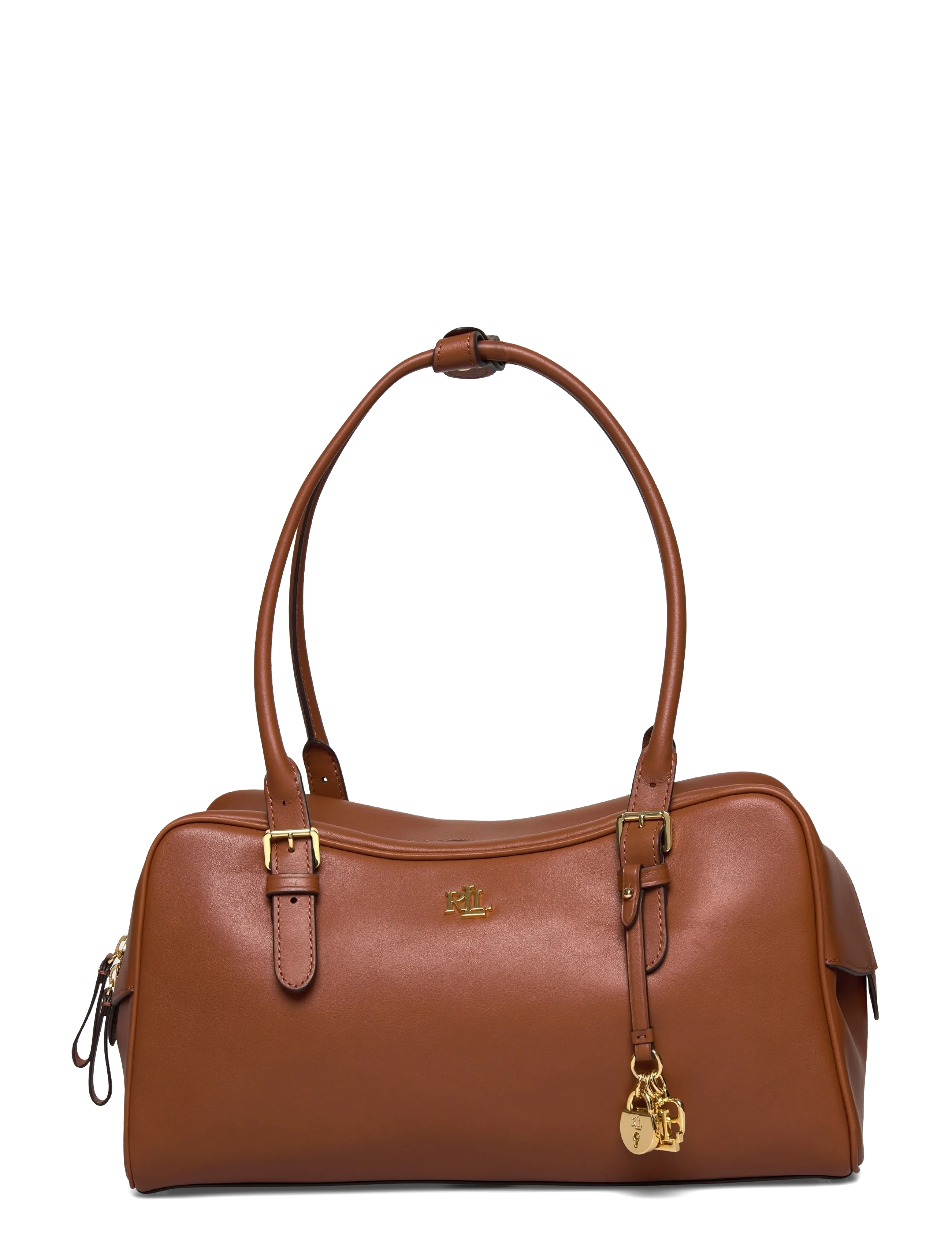 Lauren Ralph Lauren Leather Large Marcy Zip Satchel - Väskor - LAUREN TAN / brown