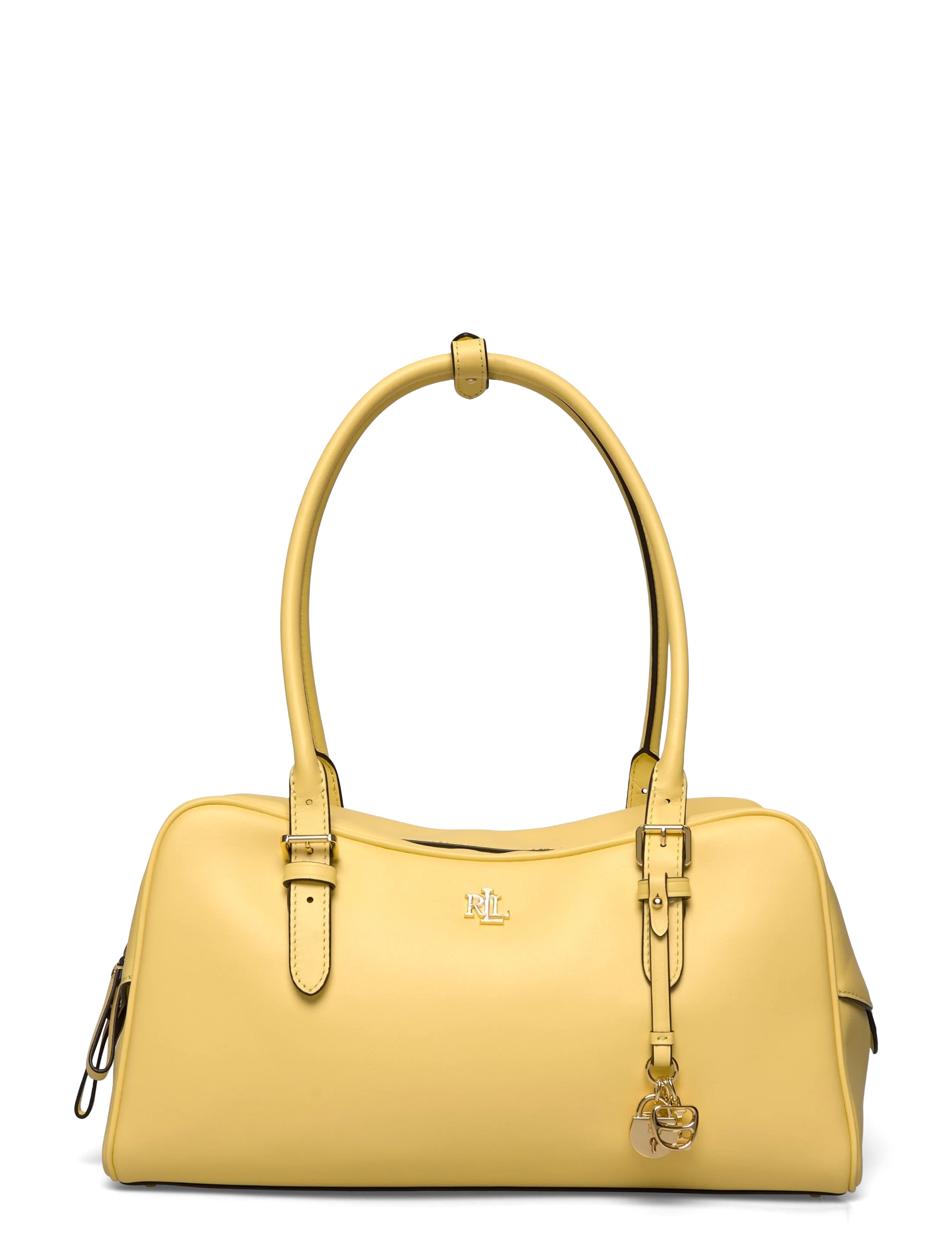 Lauren Ralph Lauren Leather Large Marcy Zip Satchel, Kvinder, Lynlås Satchel Taske, Gul, Str: ONE SIZE