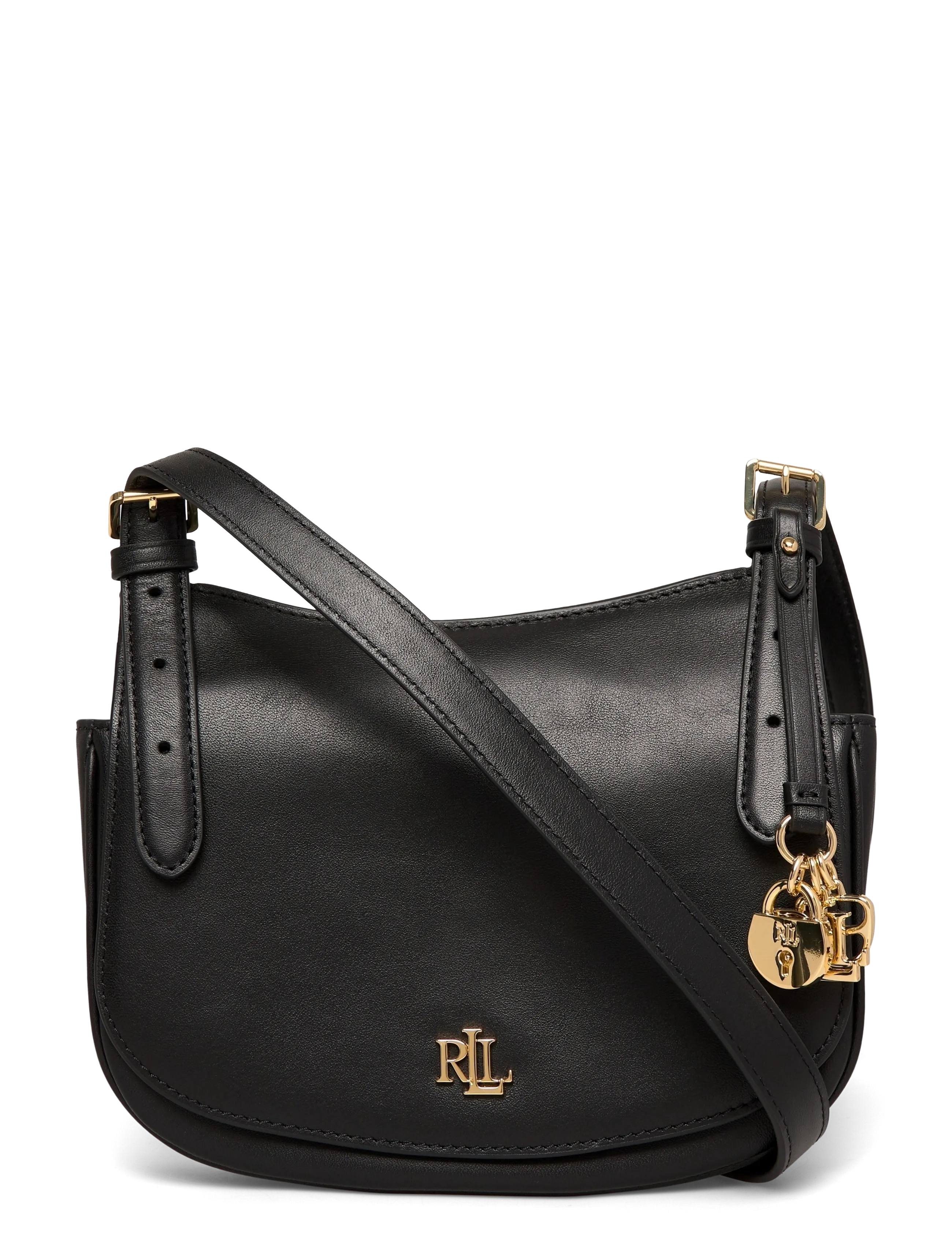 Lauren Ralph Lauren Leather Medium Marcy Crossbody Bag - Väskor - BLACK / black