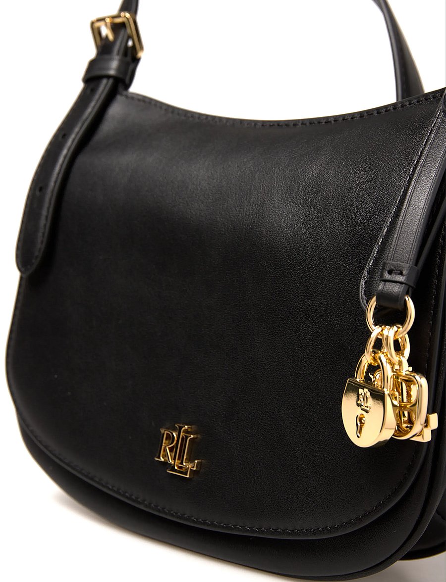 Lauren Ralph Lauren - Leather Medium Marcy Crossbody Bag - crossbody bags - black - 4