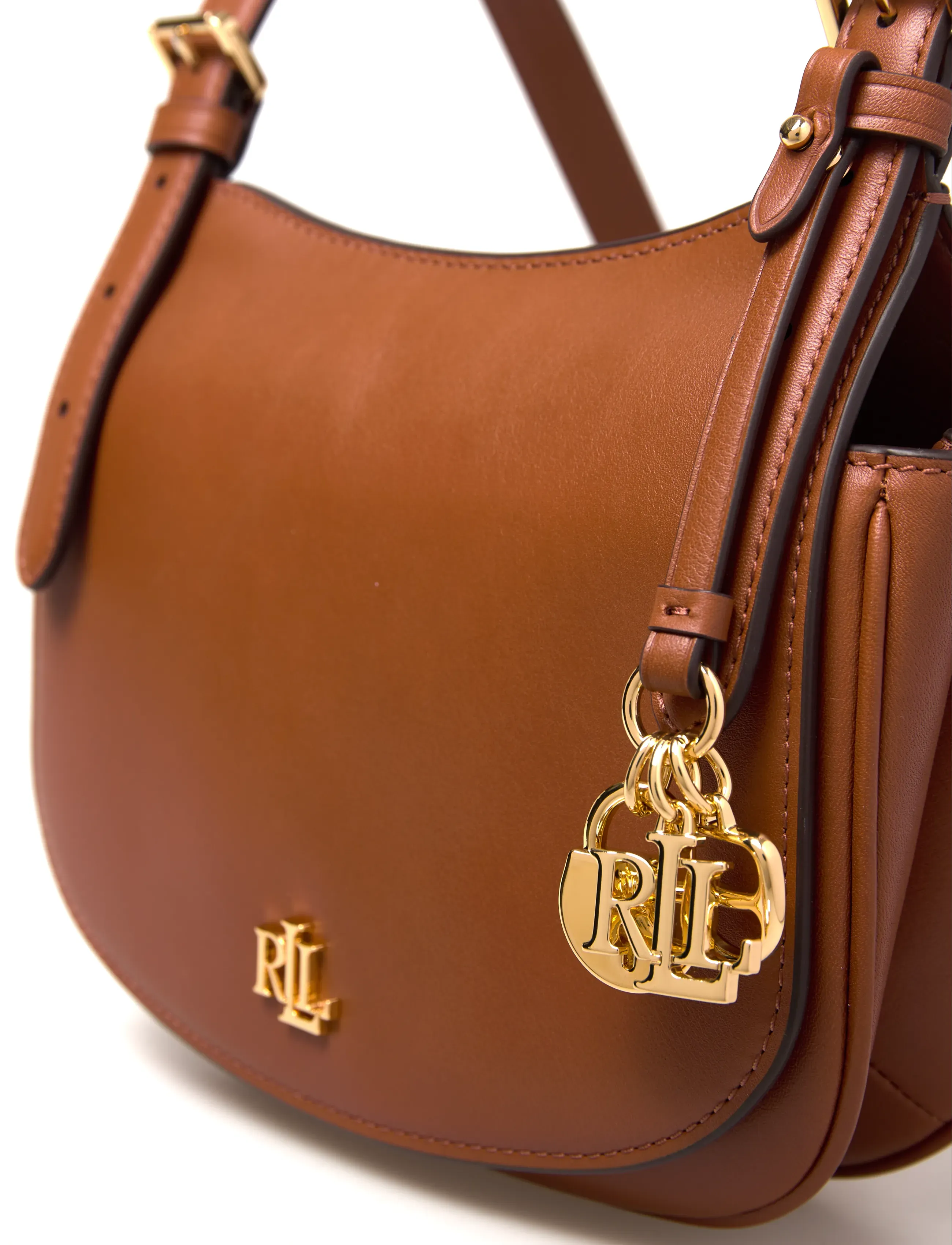 Lauren Ralph Lauren - Leather Medium Marcy Crossbody Bag - crossbody bags - lauren tan - 4
