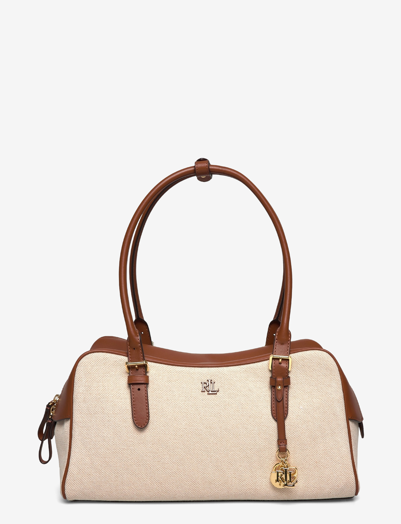 Lauren Ralph Lauren - Canvas & Leather Large Marcy Zip Satchel - speciella tillfällen - ntrl/buff canvas - 0