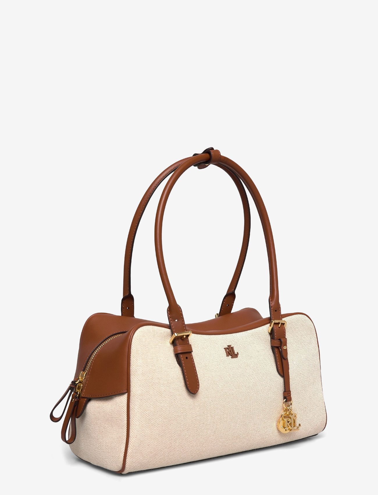 Lauren Ralph Lauren - Canvas & Leather Large Marcy Zip Satchel - speciella tillfällen - ntrl/buff canvas - 2