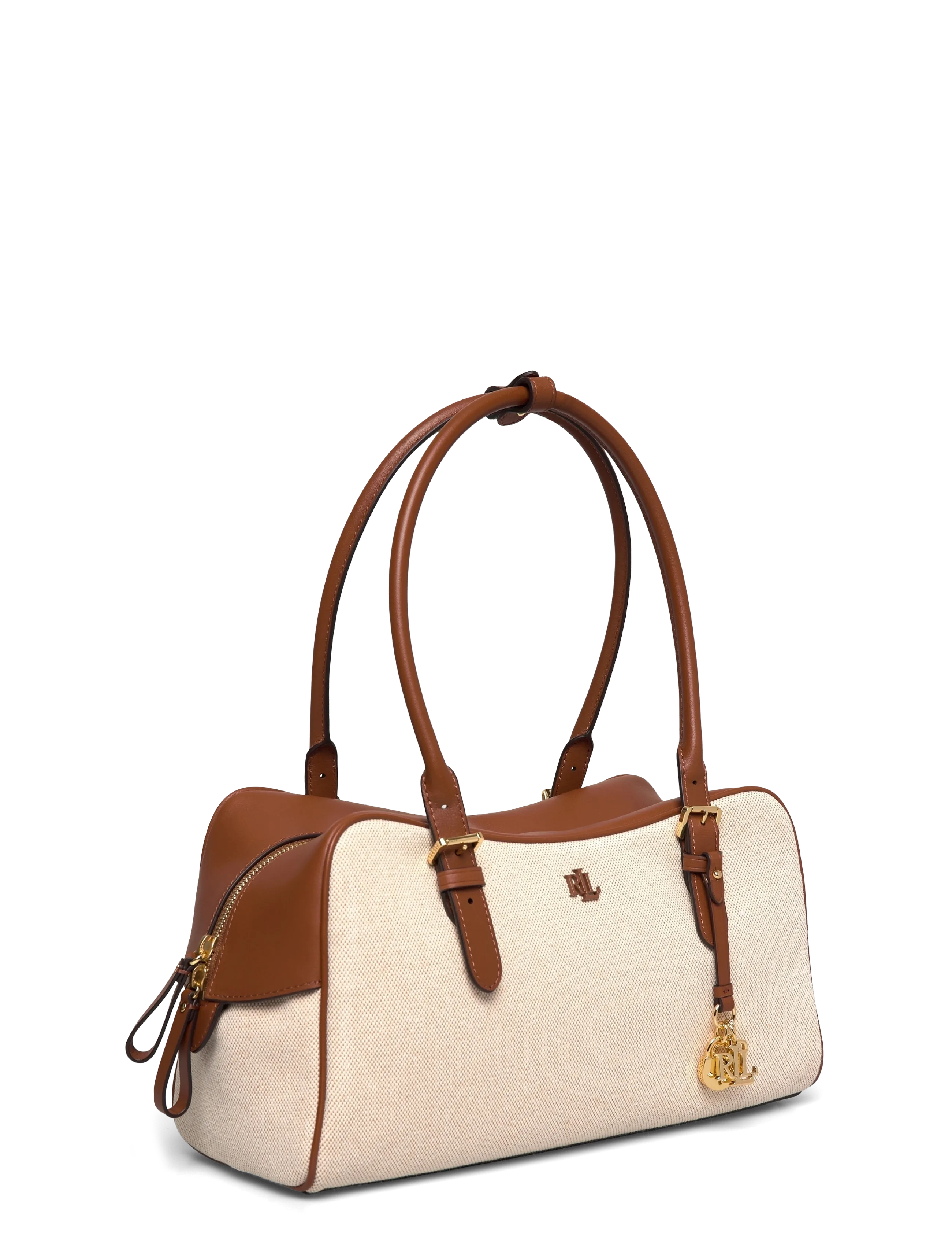 Lauren Ralph Lauren - Canvas & Leather Large Marcy Zip Satchel - særlige begivenheder - ntrl/buff canvas - 2