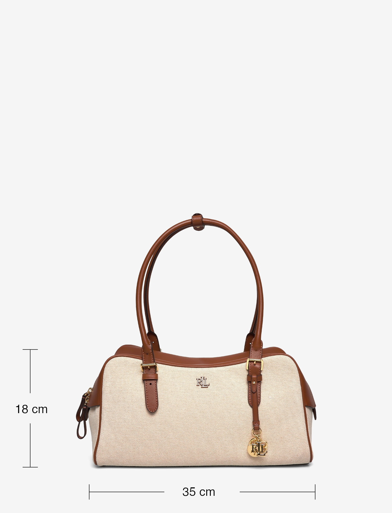 Lauren Ralph Lauren - Canvas & Leather Large Marcy Zip Satchel - speciella tillfällen - ntrl/buff canvas - 3