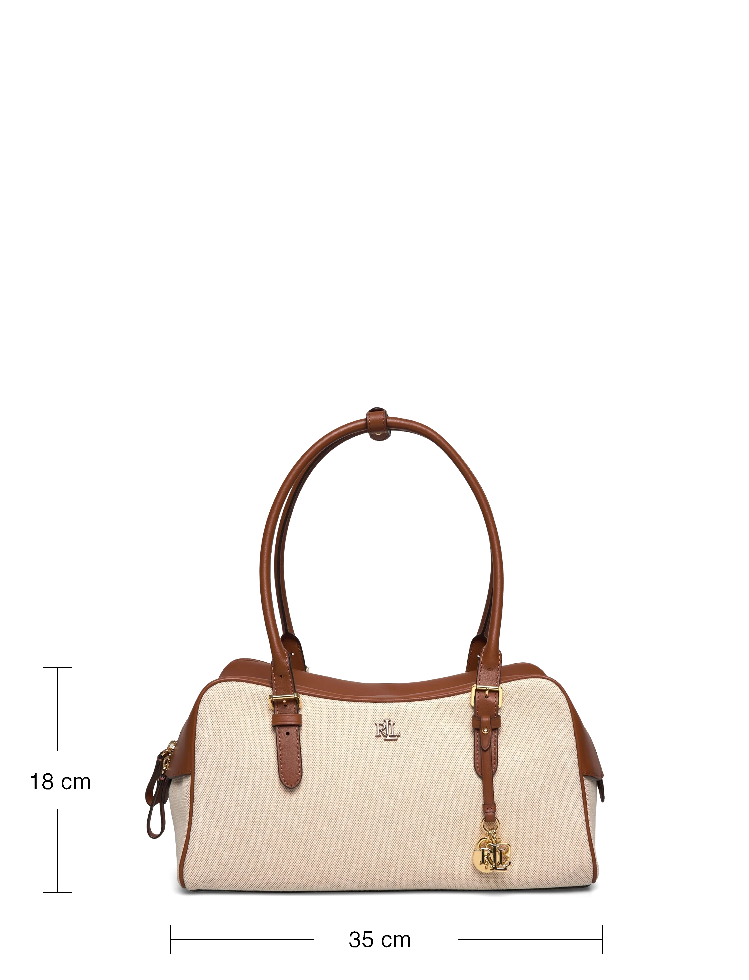 Lauren Ralph Lauren - Canvas & Leather Large Marcy Zip Satchel - særlige begivenheder - ntrl/buff canvas - 3