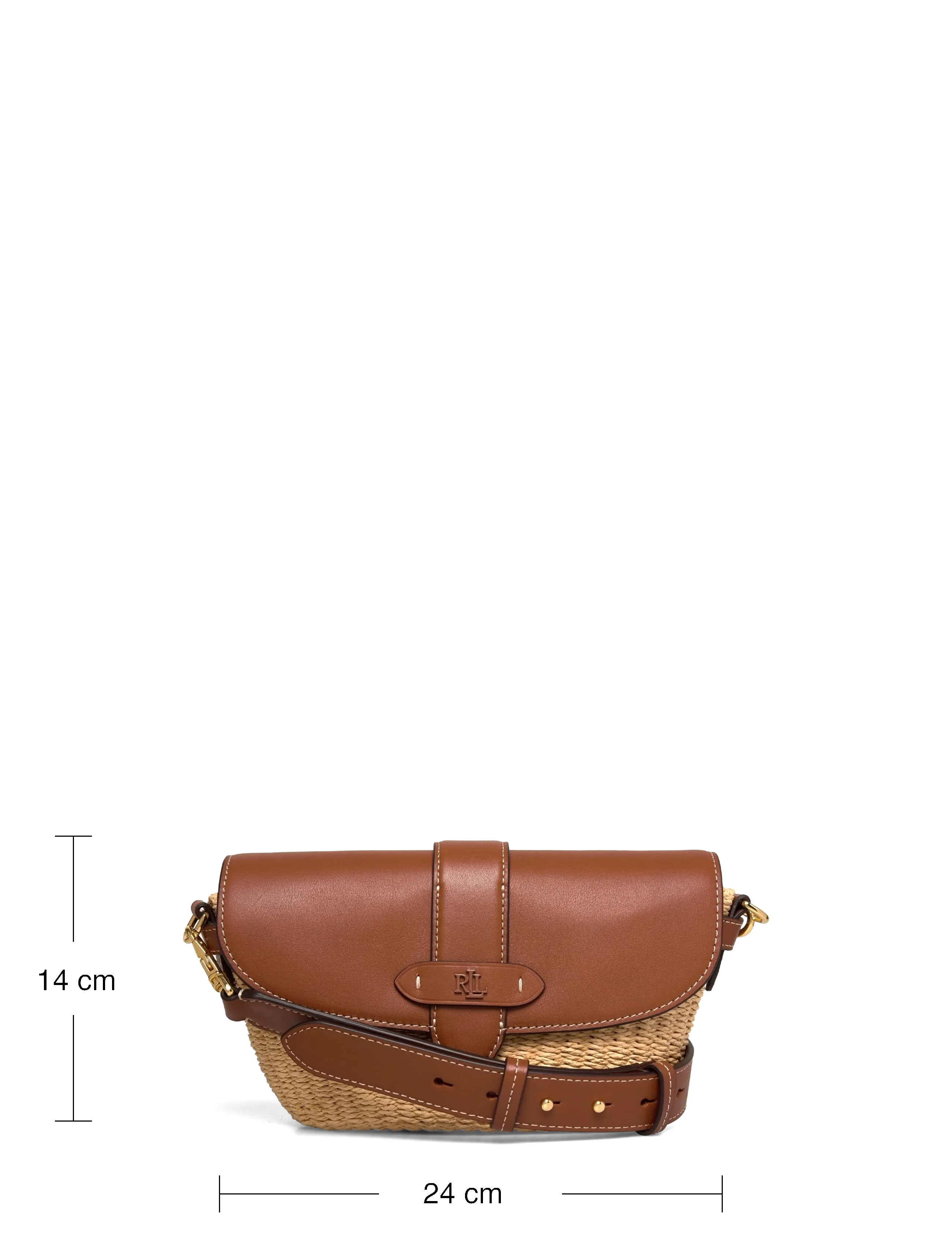 Lauren Ralph Lauren - Straw-Leather Small Lynden Shoulder Bag - hverdags stil - natural/lauren ta - 3