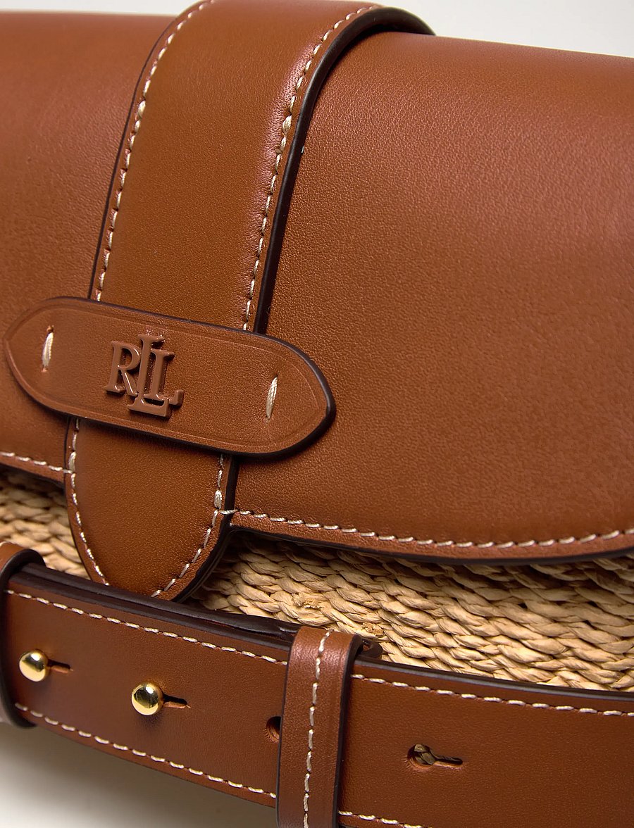 Lauren Ralph Lauren - Straw-Leather Small Lynden Shoulder Bag - everyday style - natural/lauren ta - 4