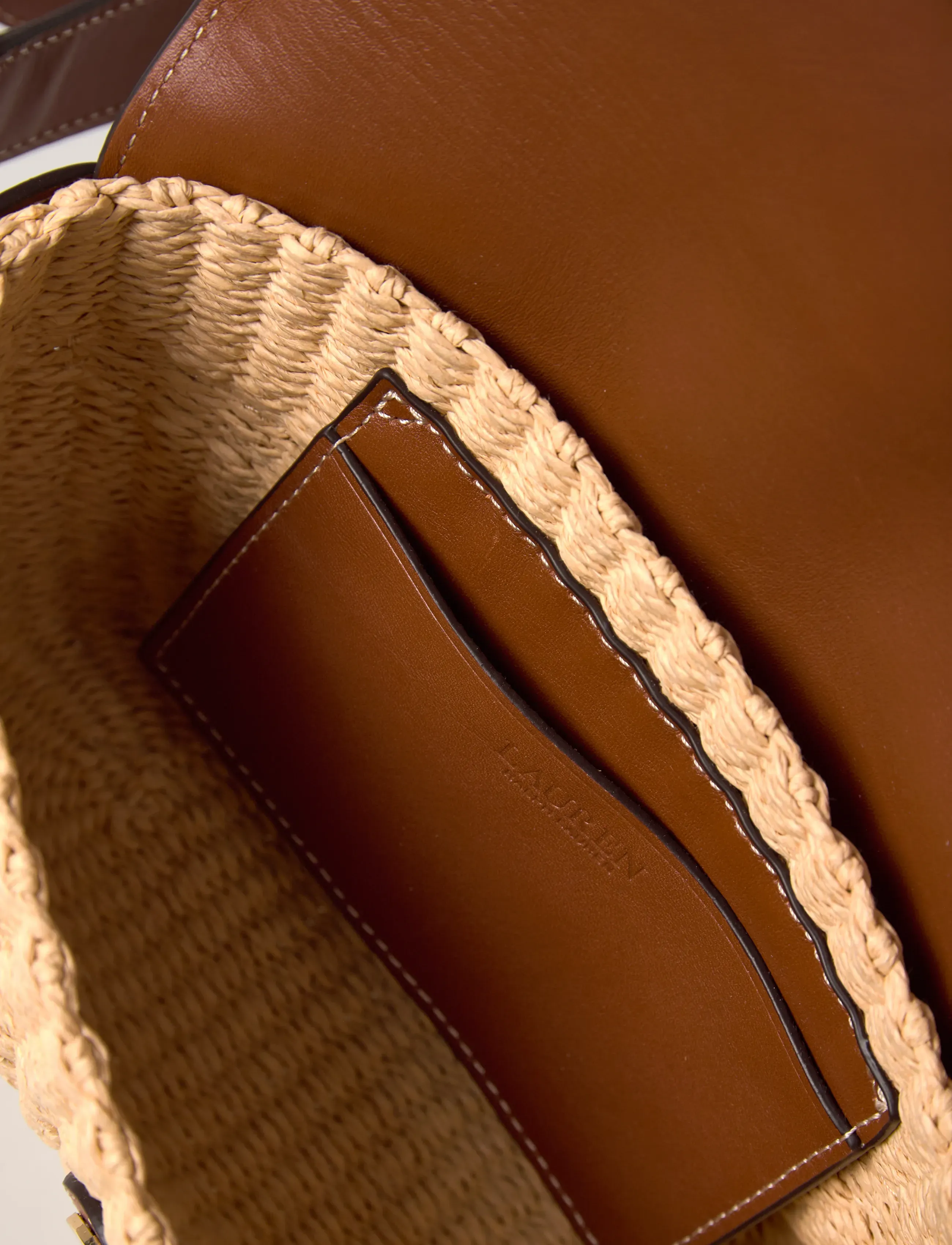 Lauren Ralph Lauren - Straw-Leather Small Lynden Shoulder Bag - hverdags stil - natural/lauren ta - 5