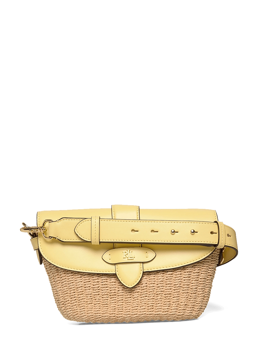 Lauren Ralph Lauren - Straw-Leather Small Lynden Shoulder Bag - alltags-style - natural/lemon sor - 0