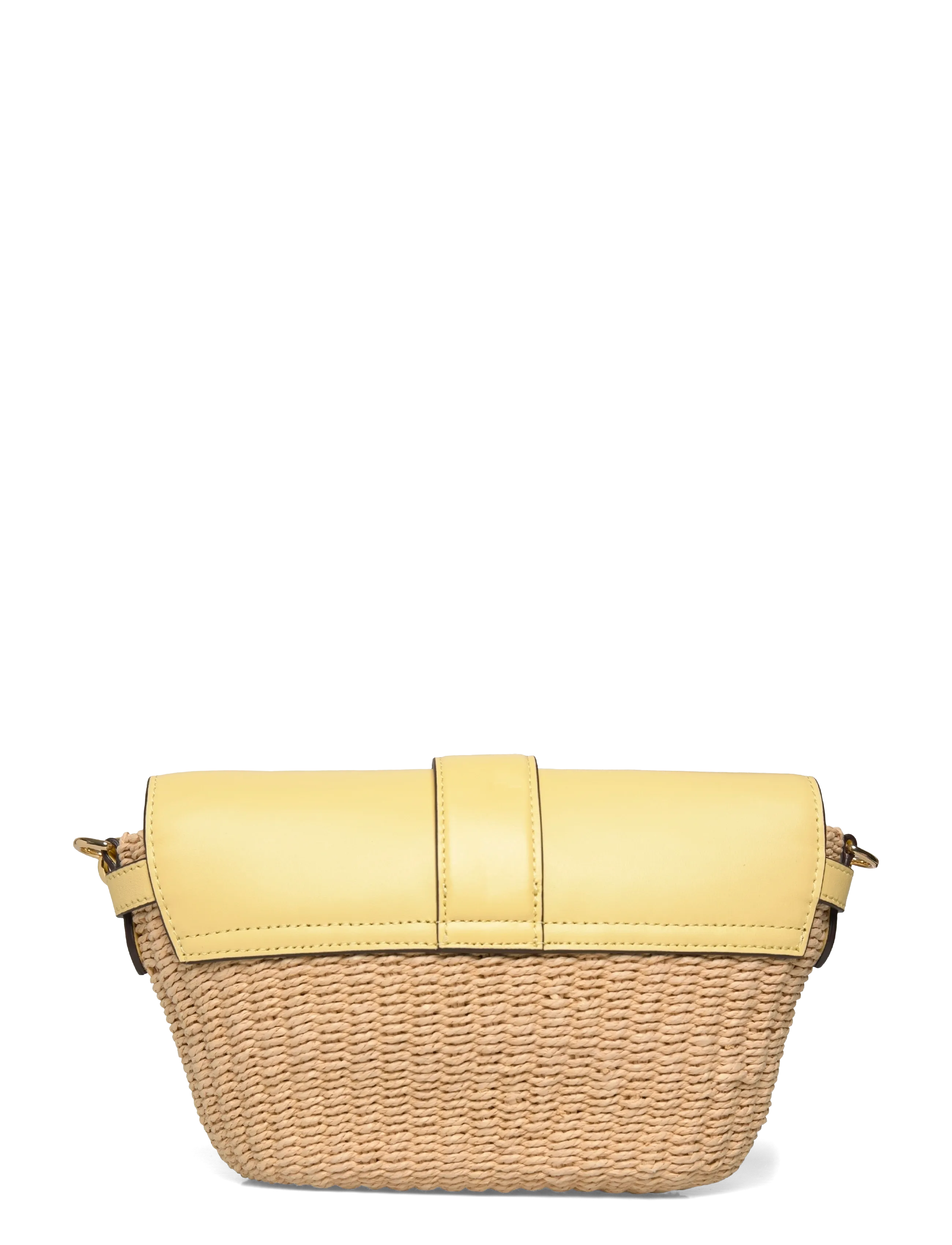 Lauren Ralph Lauren - Straw-Leather Small Lynden Shoulder Bag - hverdags stil - natural/lemon sor - 1