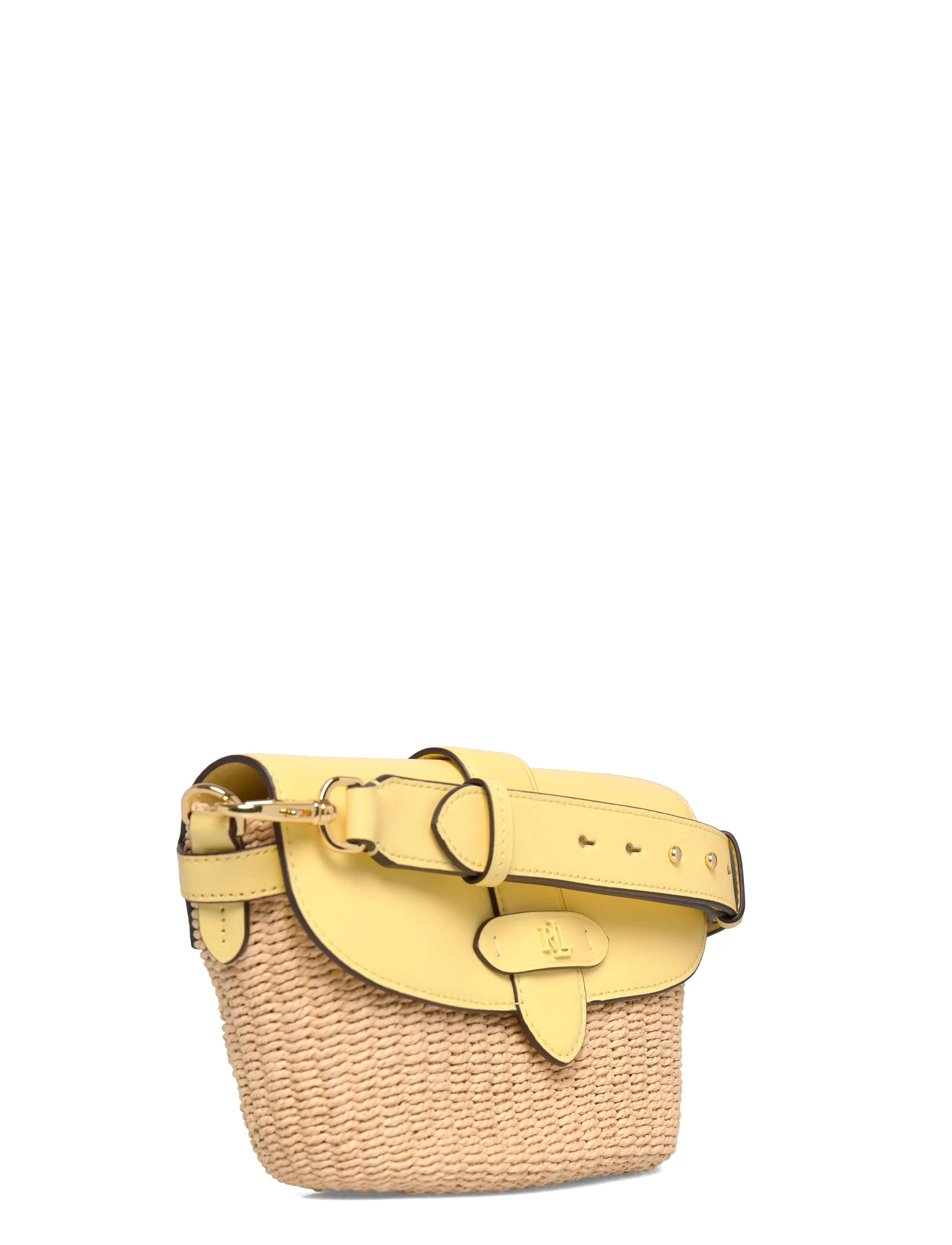 Lauren Ralph Lauren - Straw-Leather Small Lynden Shoulder Bag - hverdags stil - natural/lemon sor - 2