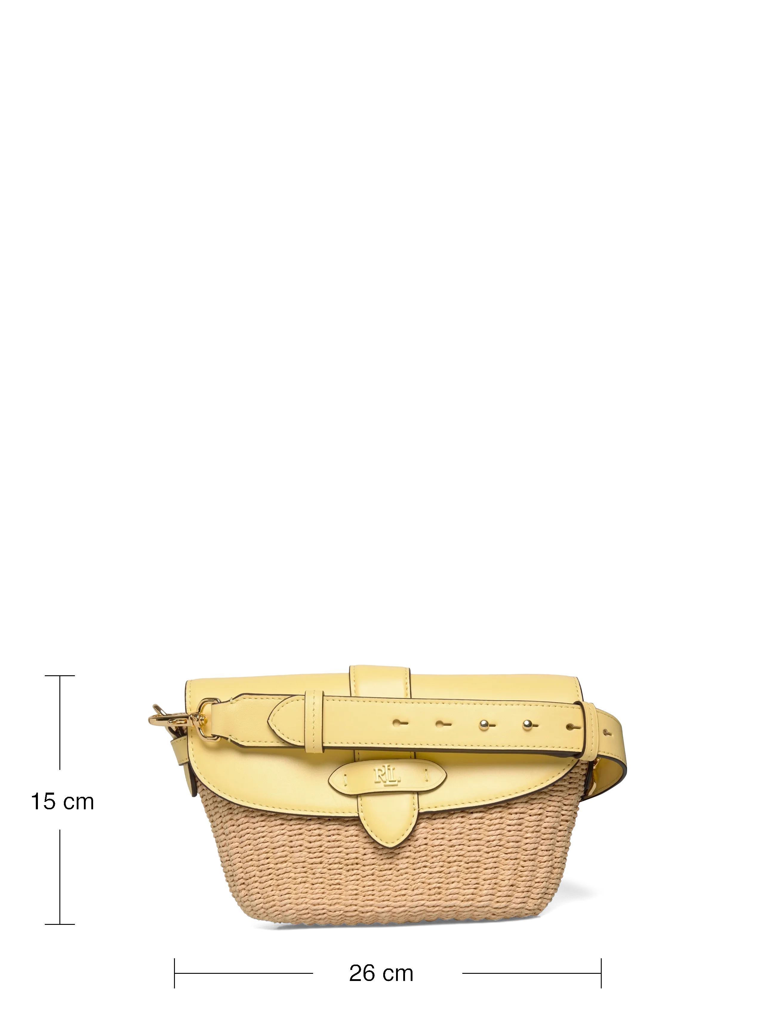 Lauren Ralph Lauren - Straw-Leather Small Lynden Shoulder Bag - hverdags stil - natural/lemon sor - 3