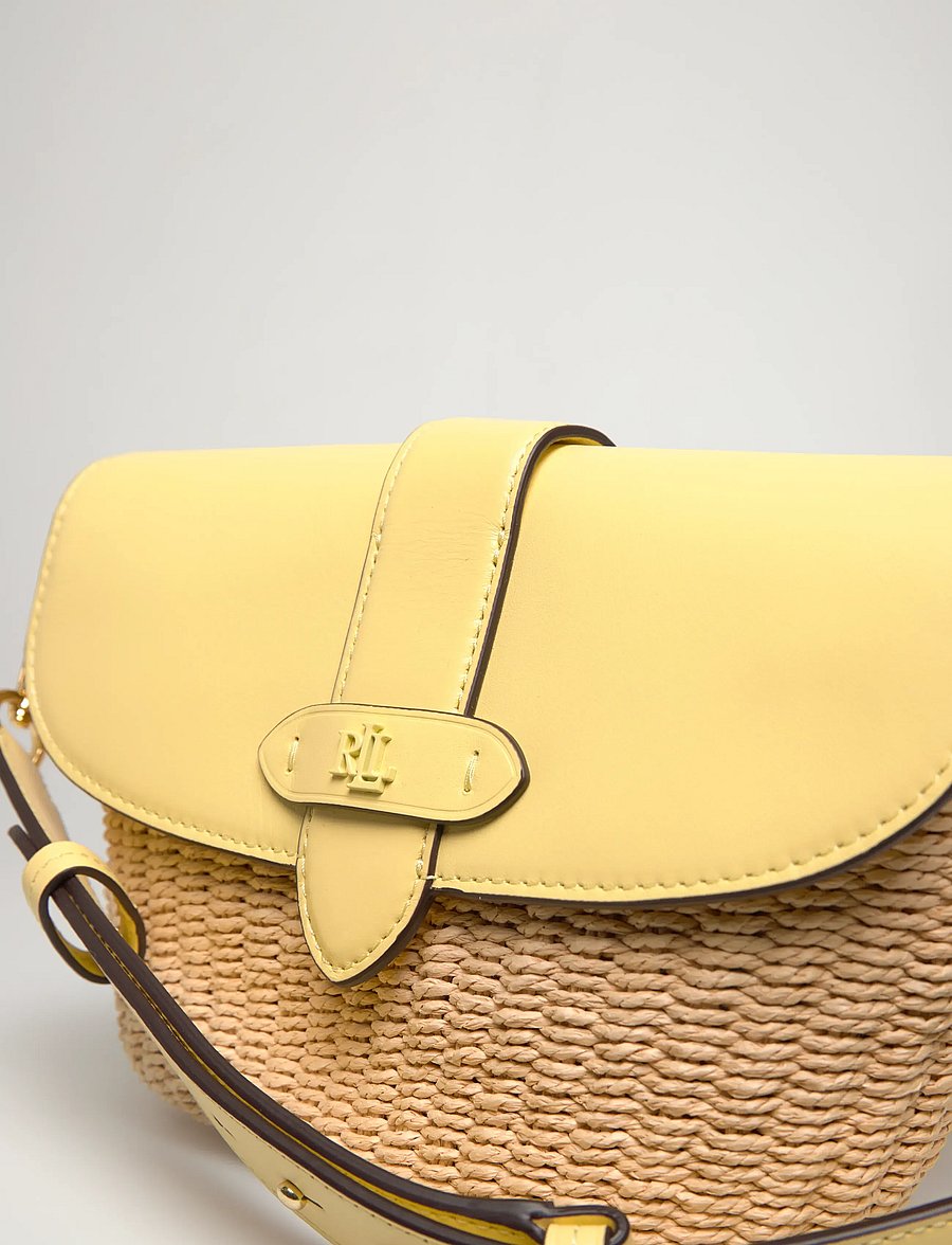 Lauren Ralph Lauren - Straw-Leather Small Lynden Shoulder Bag - alltags-style - natural/lemon sor - 4