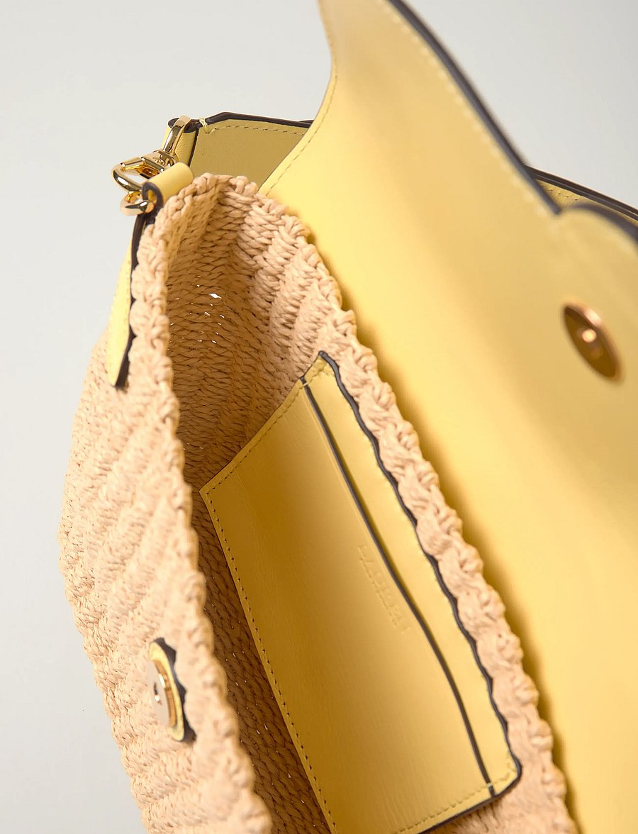 Lauren Ralph Lauren - Straw-Leather Small Lynden Shoulder Bag - alltags-style - natural/lemon sor - 5