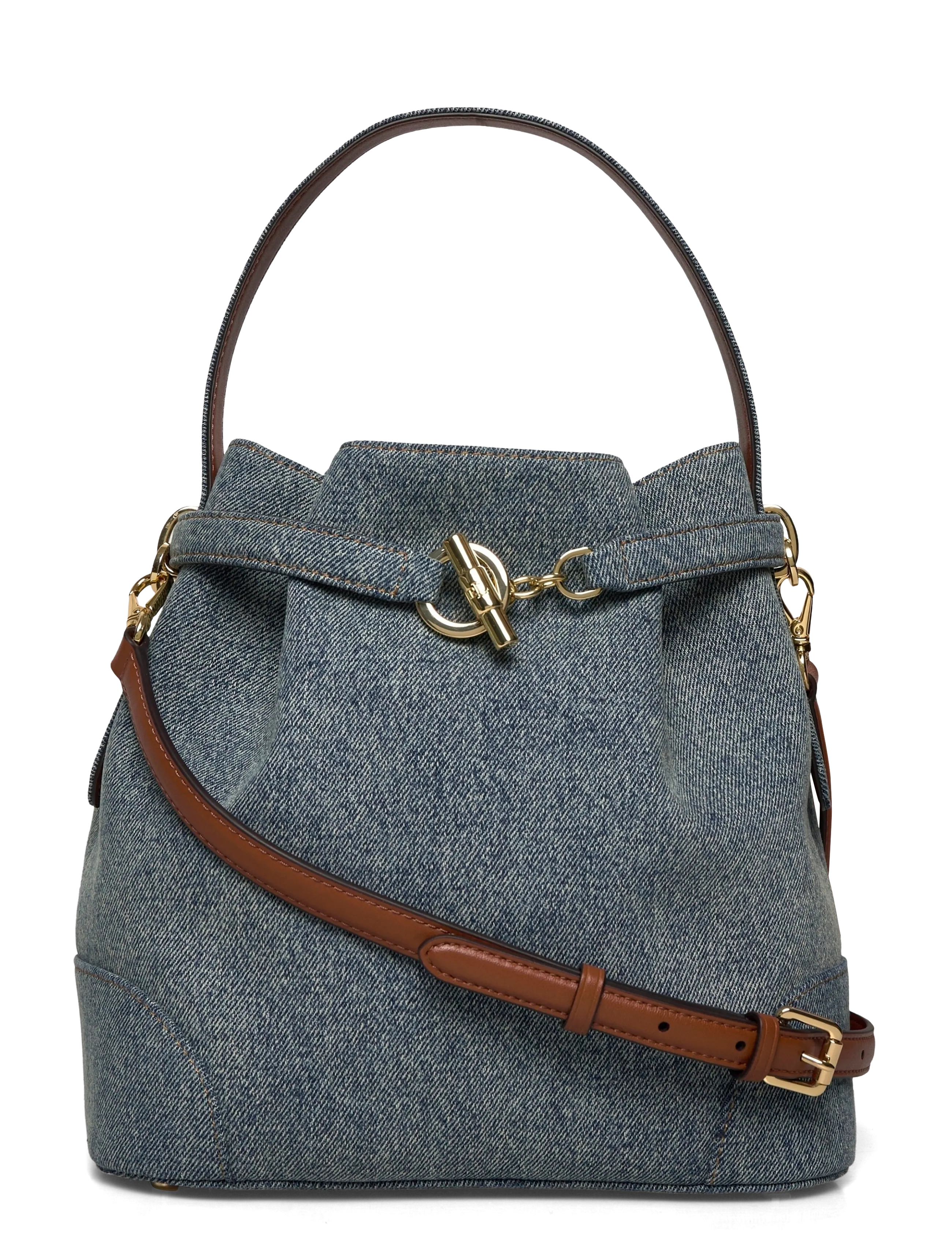 Lauren Ralph Washed Denim Medium Blaike Bucket Bag, One Size, Bags, Blau - Frauen