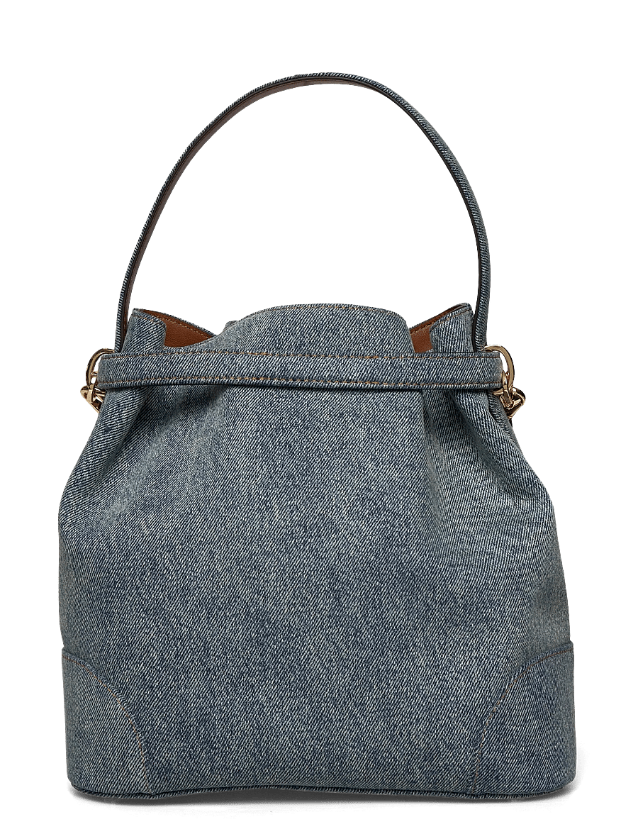 Lauren Ralph Lauren - Washed Denim Medium Blaike Bucket Bag - umhängetaschen - blue/lauren tan - 1