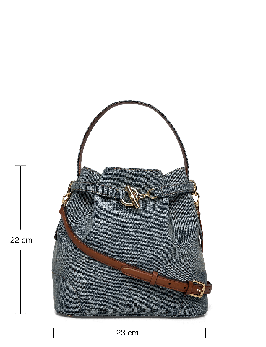 Lauren Ralph Lauren - Washed Denim Medium Blaike Bucket Bag - umhängetaschen - blue/lauren tan - 3