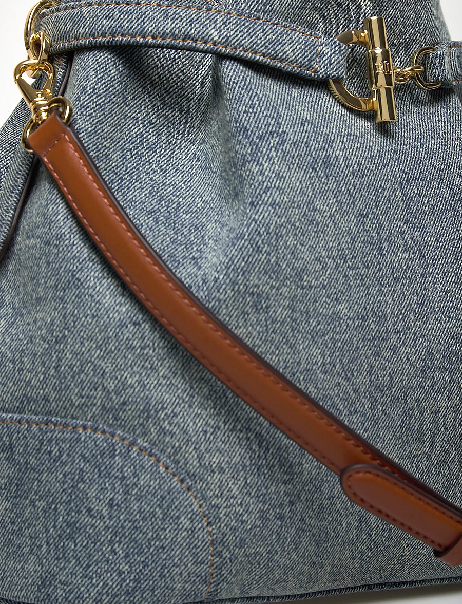 Lauren Ralph Lauren - Washed Denim Medium Blaike Bucket Bag - umhängetaschen - blue/lauren tan - 4