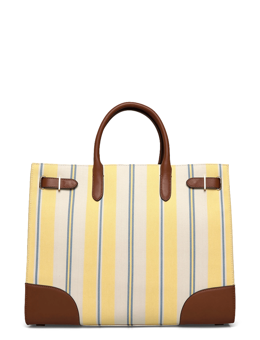 Lauren Ralph Lauren - Striped Canvas Large Devyn Tote Bag - shoppere - awng strpe lmn sr - 0