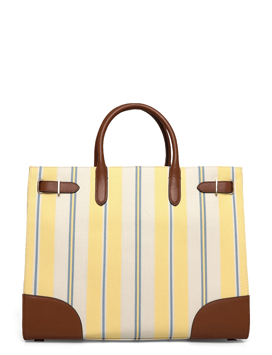 Lauren Ralph Lauren - Striped Canvas Large Devyn Tote Bag - shoppere - awng strpe lmn sr - 1