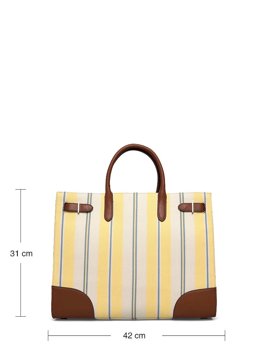 Lauren Ralph Lauren - Striped Canvas Large Devyn Tote Bag - shoppere - awng strpe lmn sr - 3