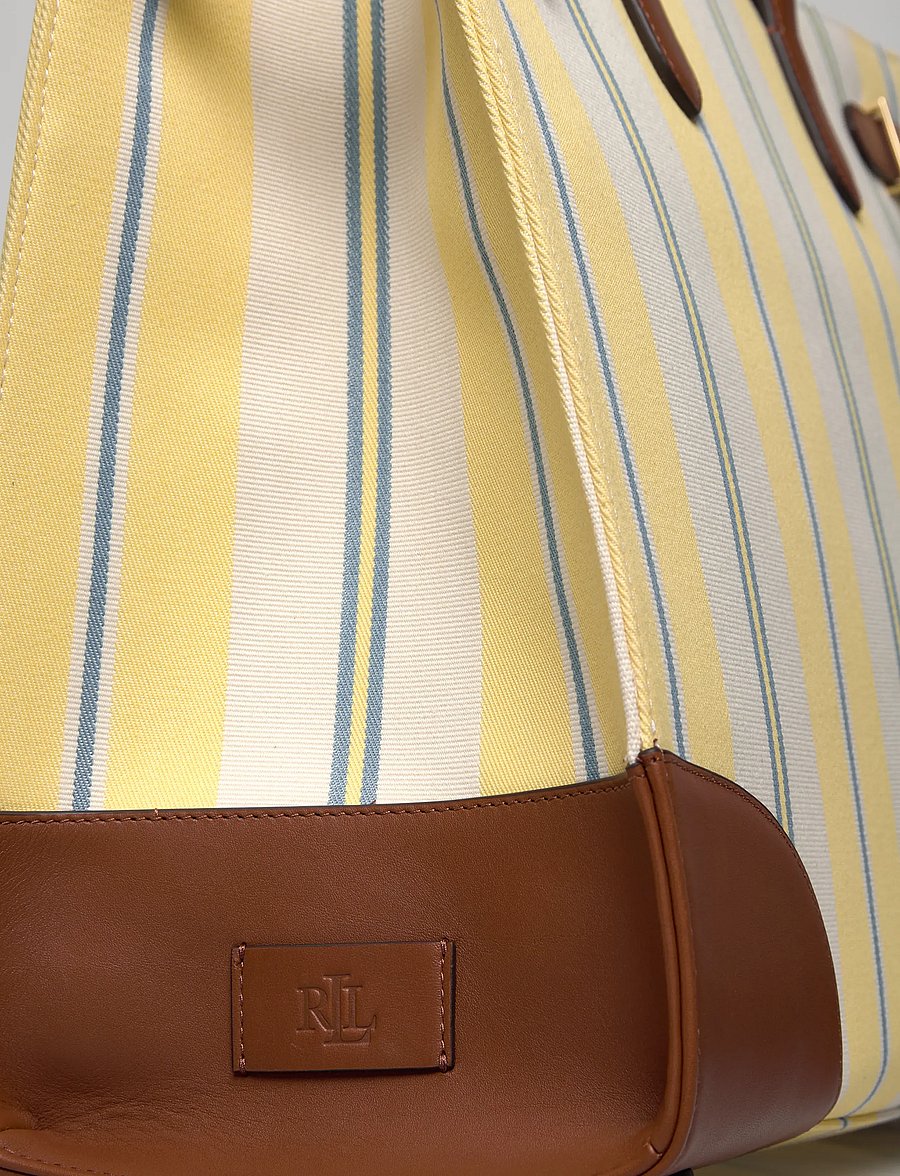 Lauren Ralph Lauren - Striped Canvas Large Devyn Tote Bag - shoppere - awng strpe lmn sr - 4