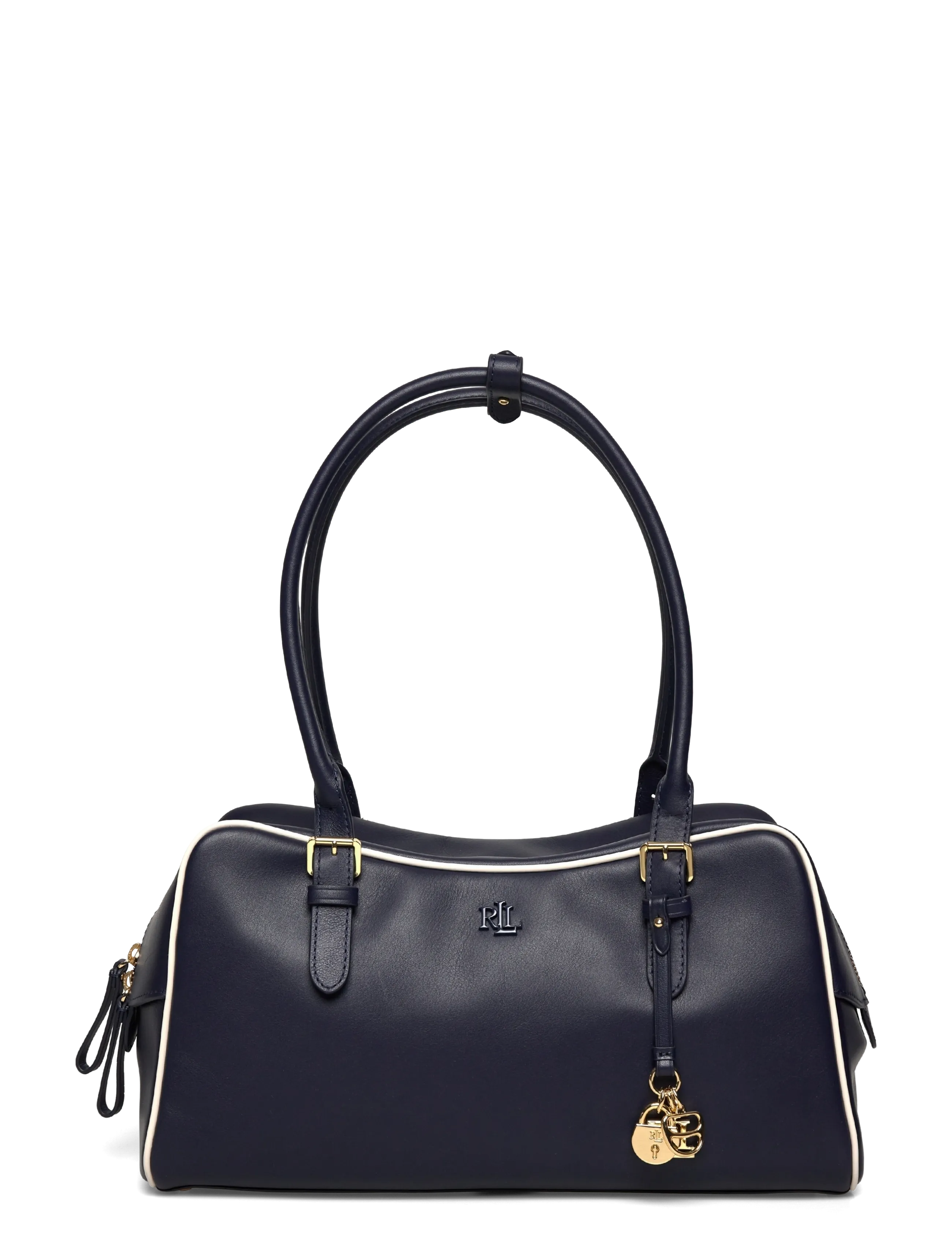 Lauren Ralph Lauren Leather Large Marcy Zip Satchel - Väskor - REFINED NAVY/SOFT / navy