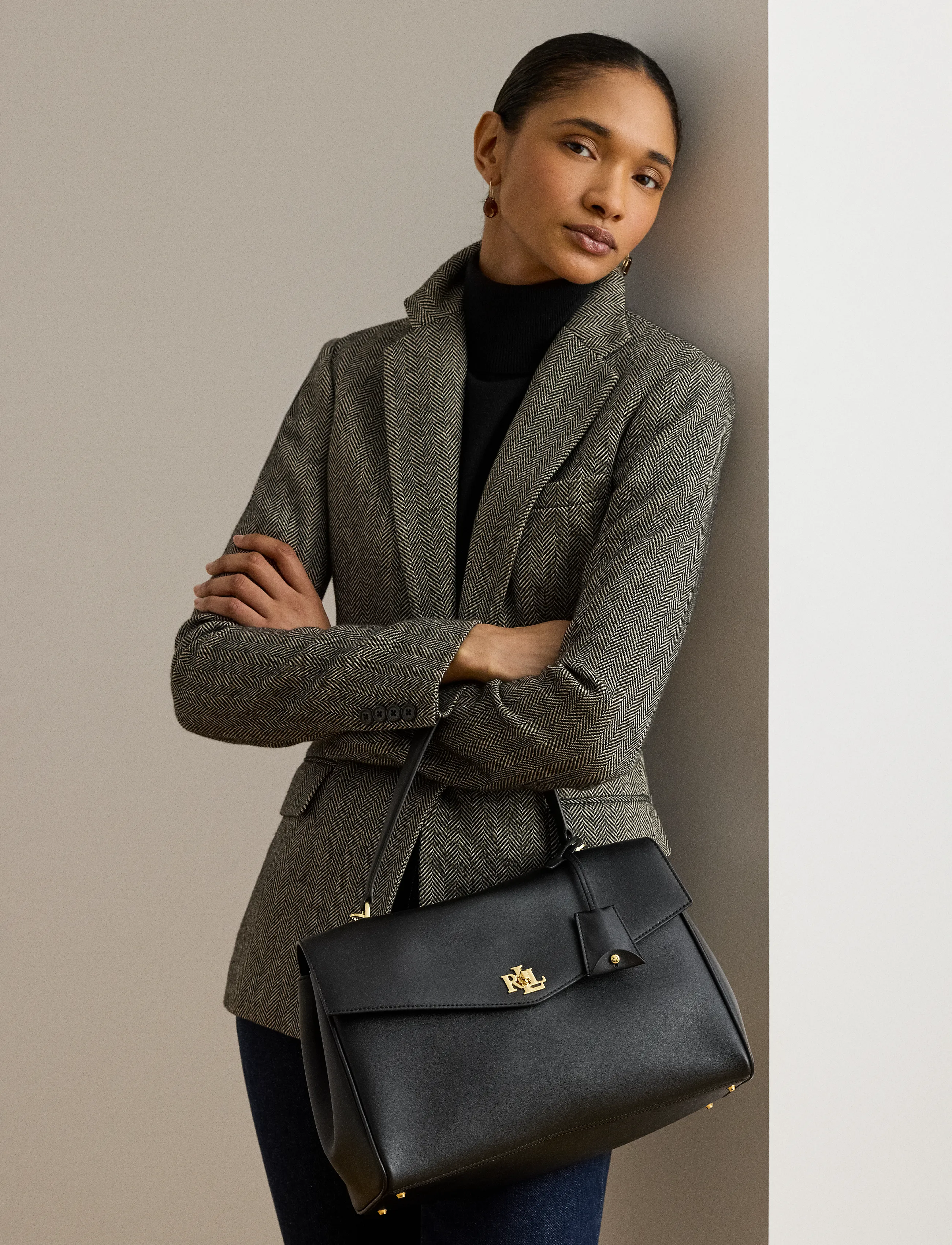 Lauren Ralph Lauren - Nappa Leather Medium Farrah Soft Satchel - crossbody bags - black - 4