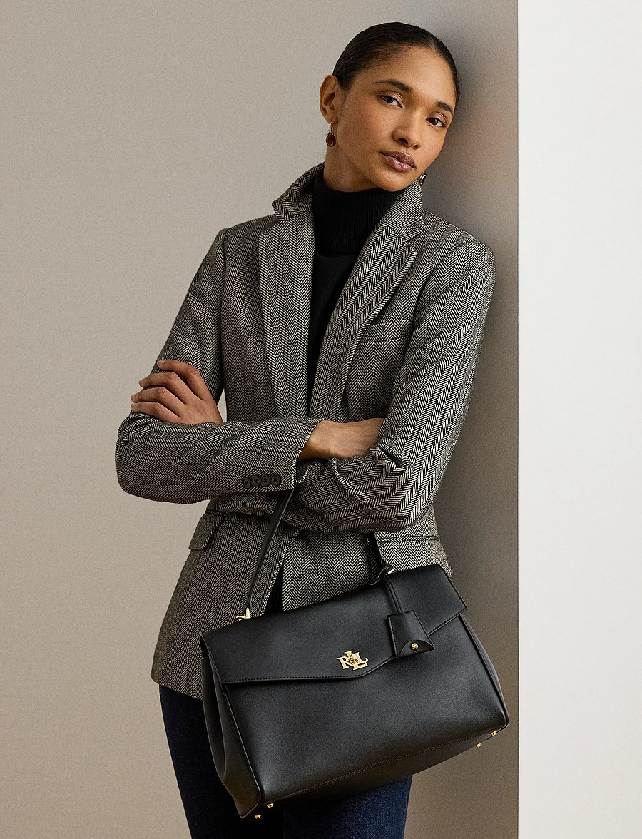 Lauren Ralph Lauren - Nappa Leather Medium Farrah Soft Satchel - crossbody bags - black - 4