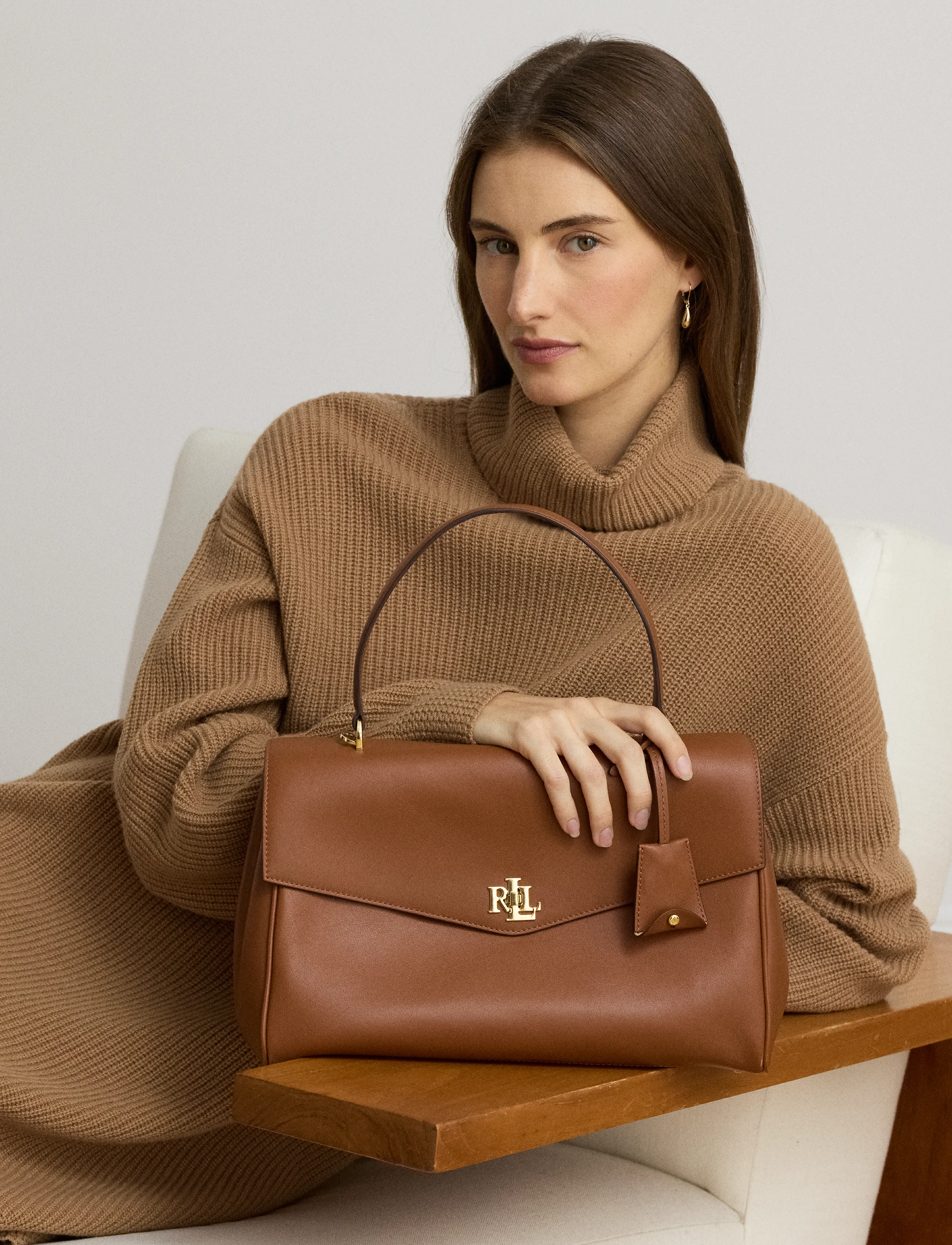 Lauren Ralph Lauren - Nappa Leather Medium Farrah Soft Satchel - crossbody bags - lauren tan - 5