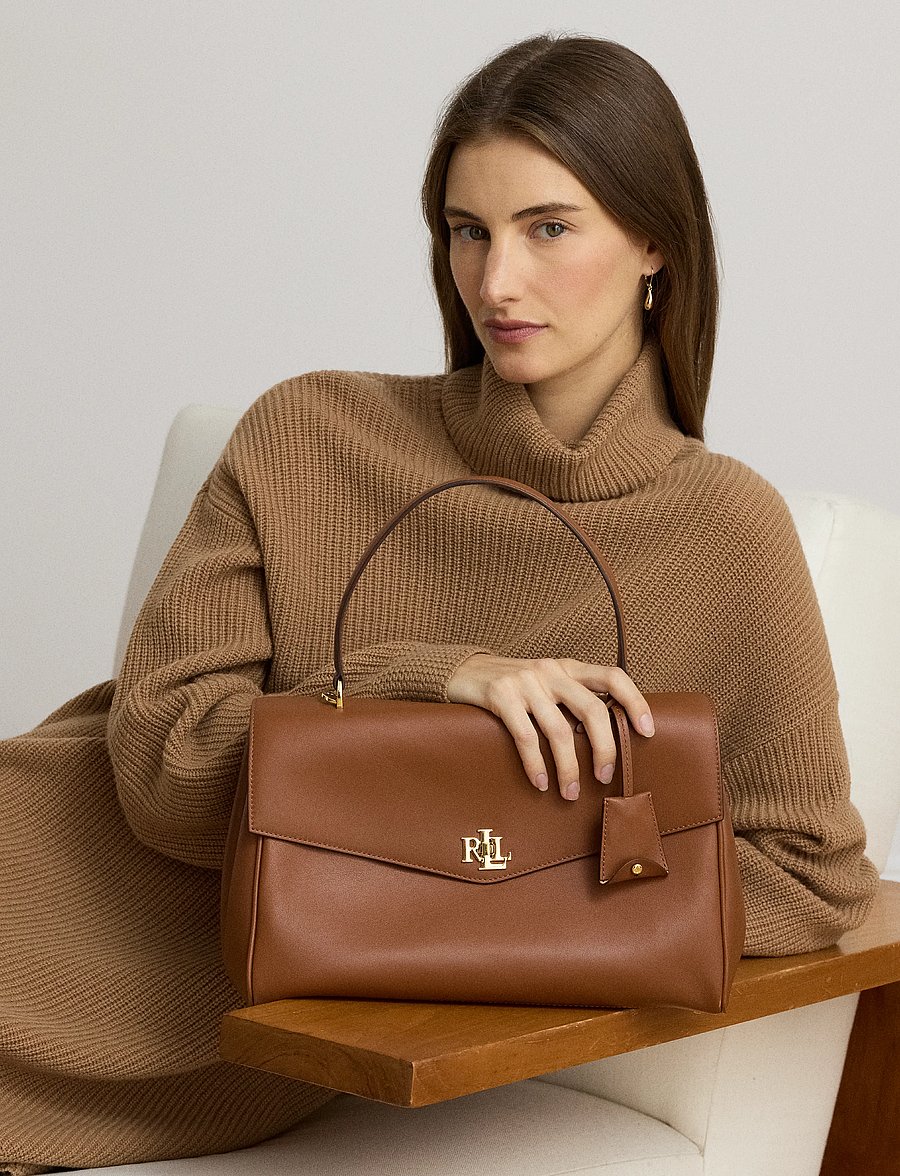 Lauren Ralph Lauren - Nappa Leather Medium Farrah Soft Satchel - crossbody bags - lauren tan - 5