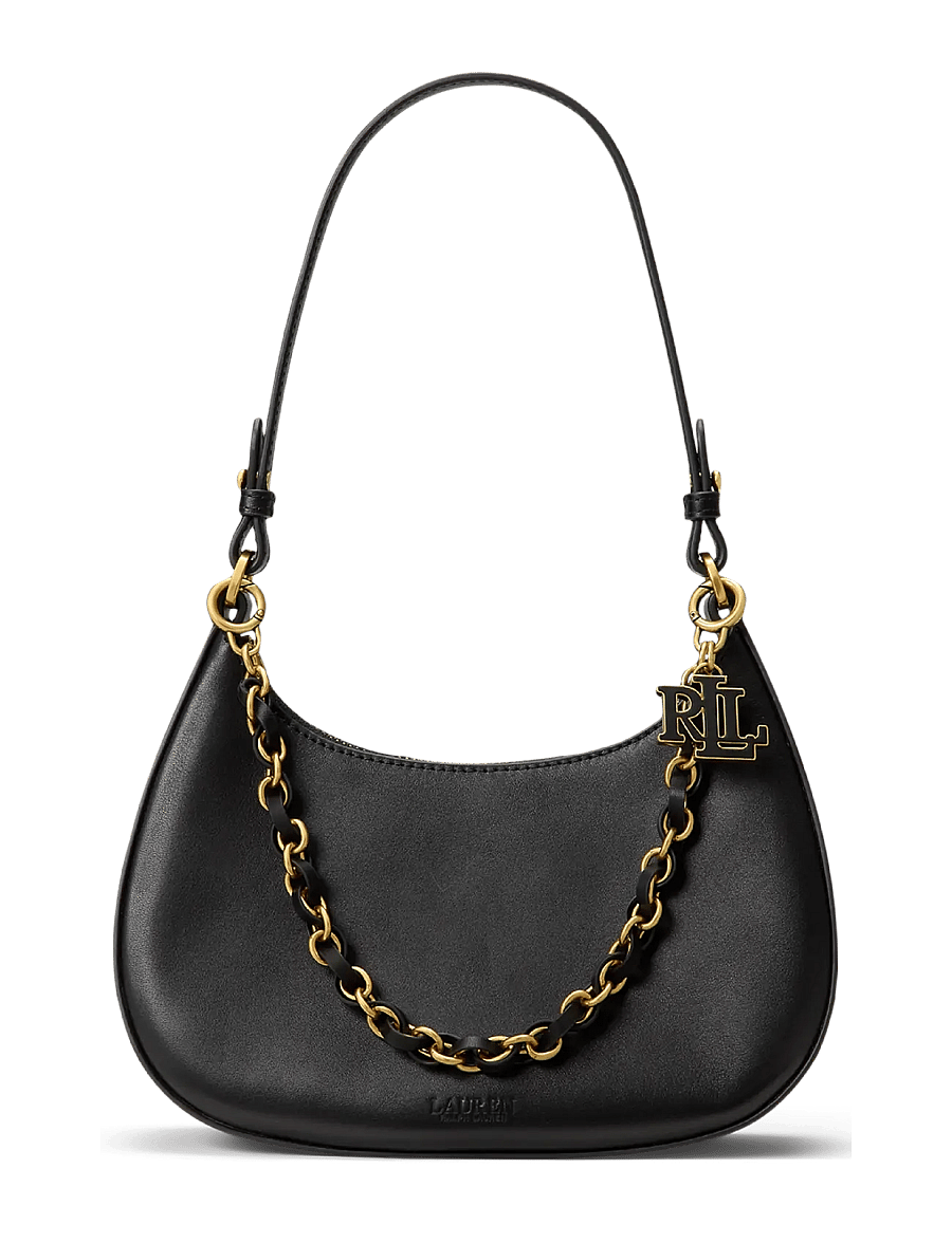 Lauren Ralph Lauren - Leather Medium Marcy Zip Shoulder Bag - alltags-style - black - 0