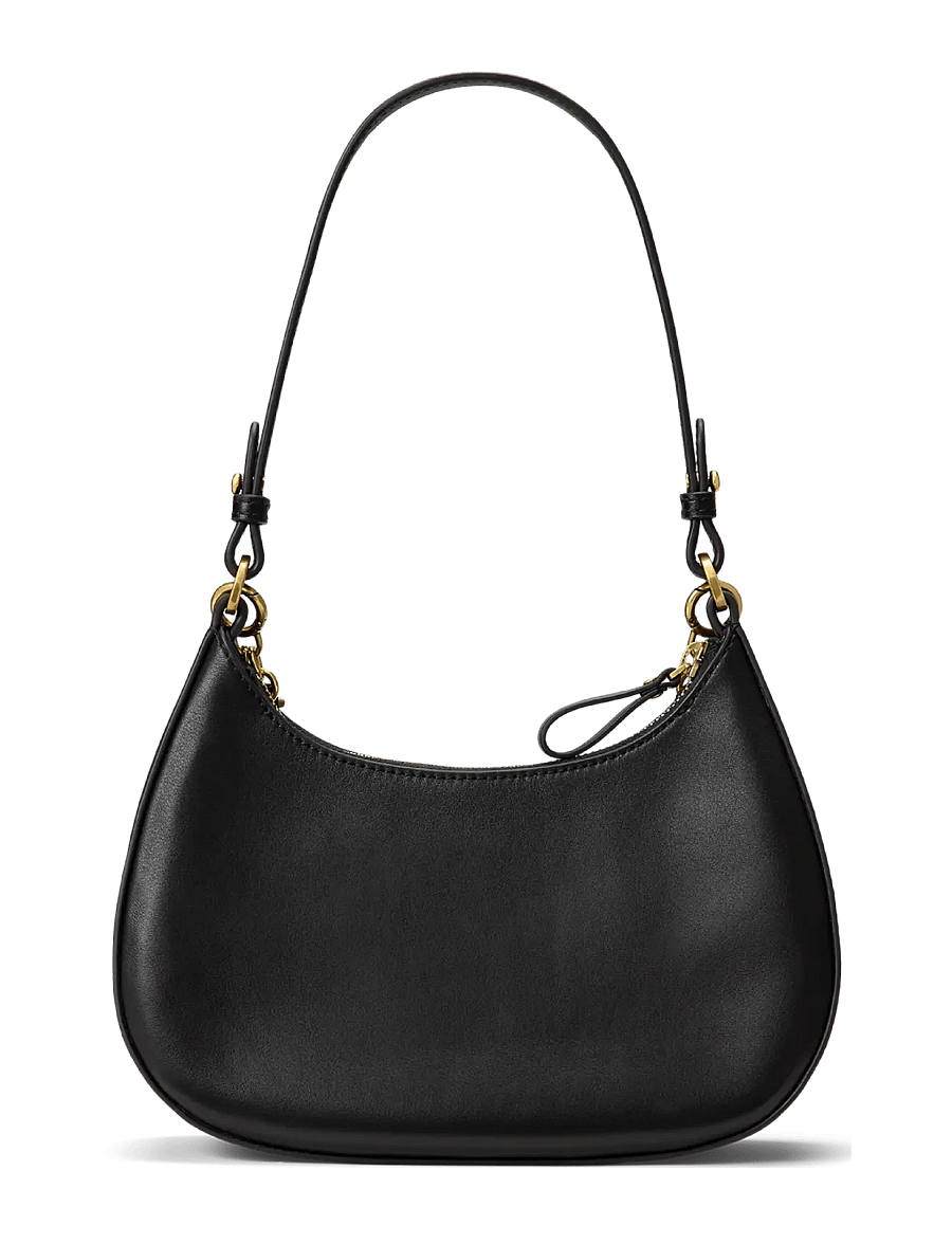 Lauren Ralph Lauren - Leather Medium Marcy Zip Shoulder Bag - alltags-style - black - 1