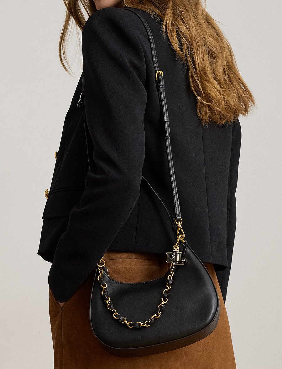 Lauren Ralph Lauren - Leather Medium Marcy Zip Shoulder Bag - alltags-style - black - 3