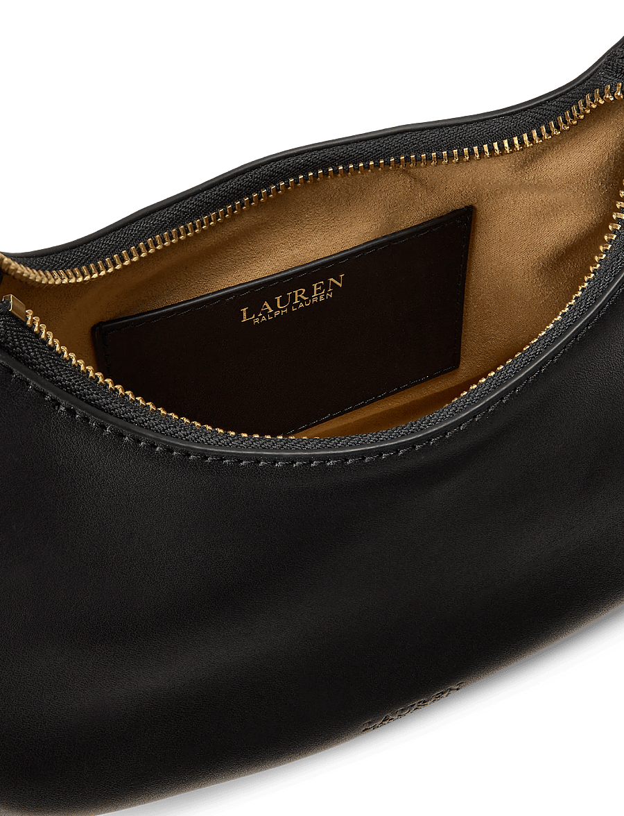 Lauren Ralph Lauren - Leather Medium Marcy Zip Shoulder Bag - alltags-style - black - 4